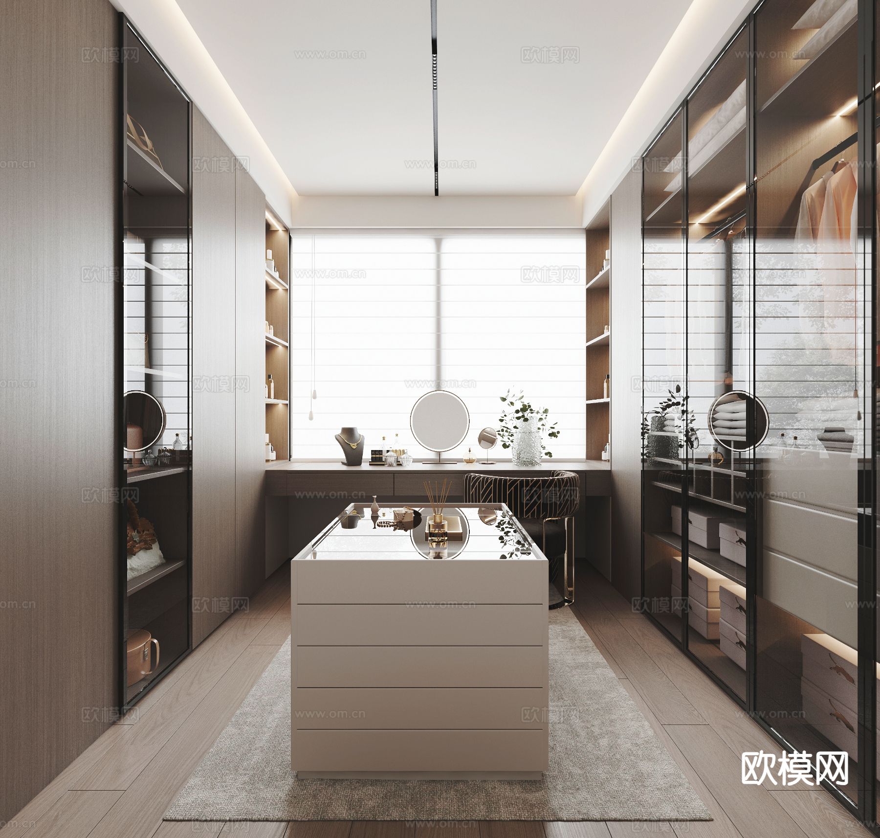 现代衣帽间3d模型下载