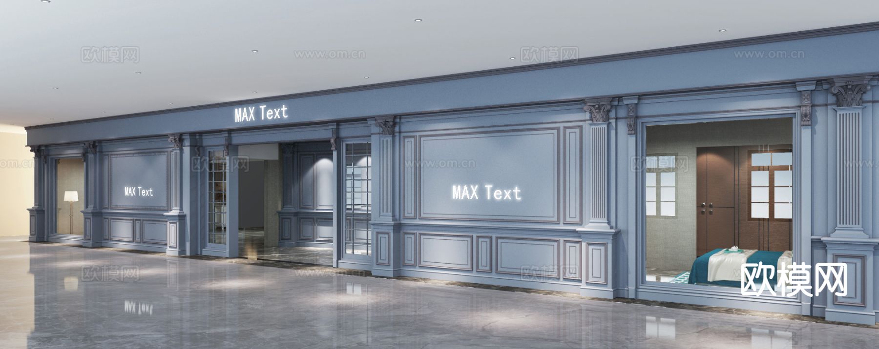 店铺门面 商业门头su模型下载（渲染图2）