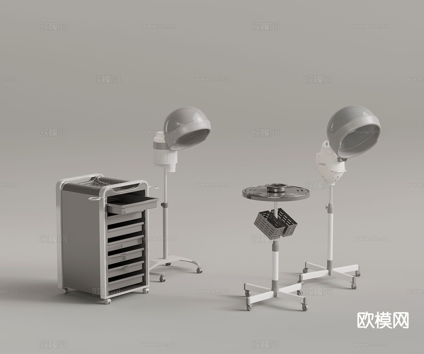 现代烫发器 移动置物架su模型下载（渲染图2）