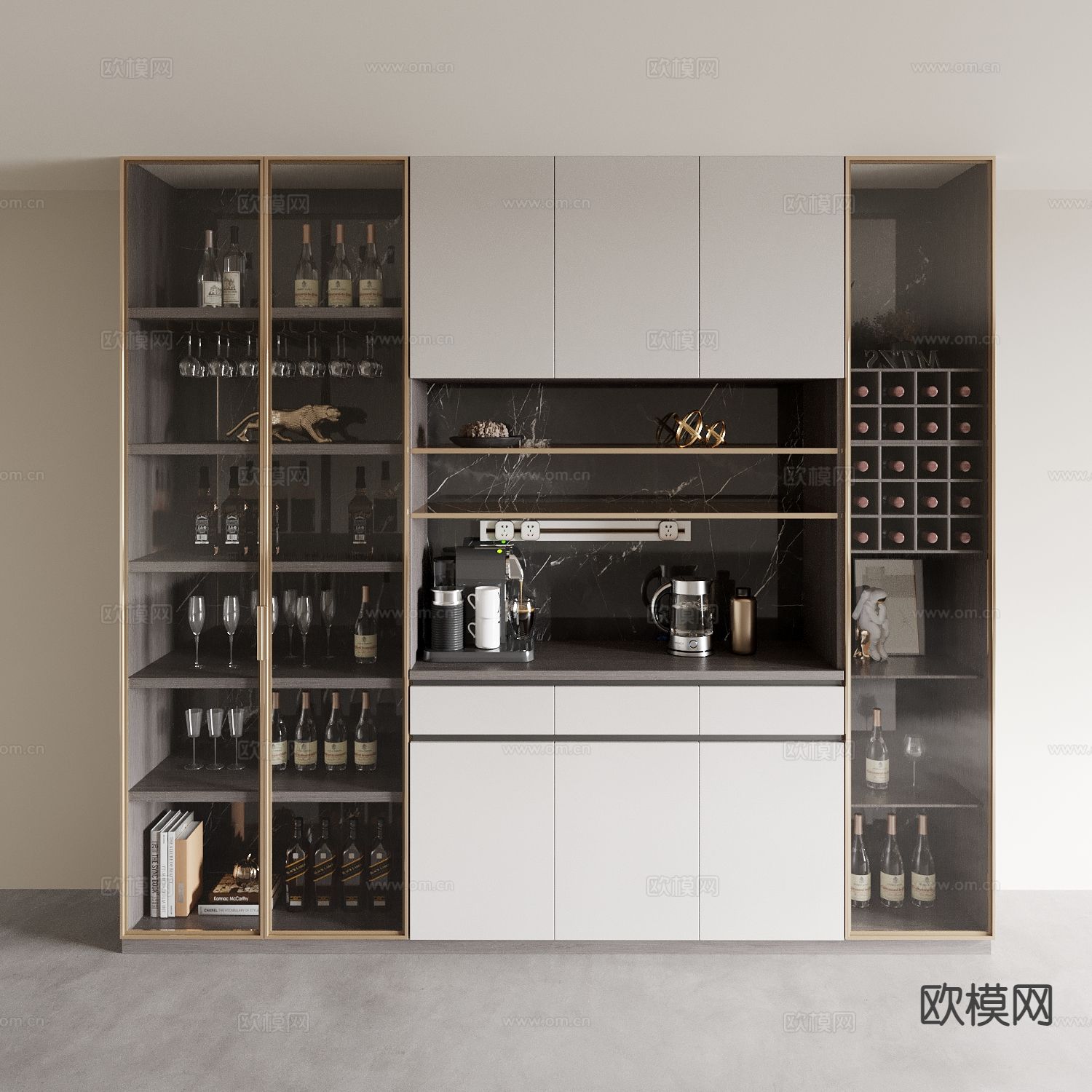 现代酒柜 餐边柜3d模型下载