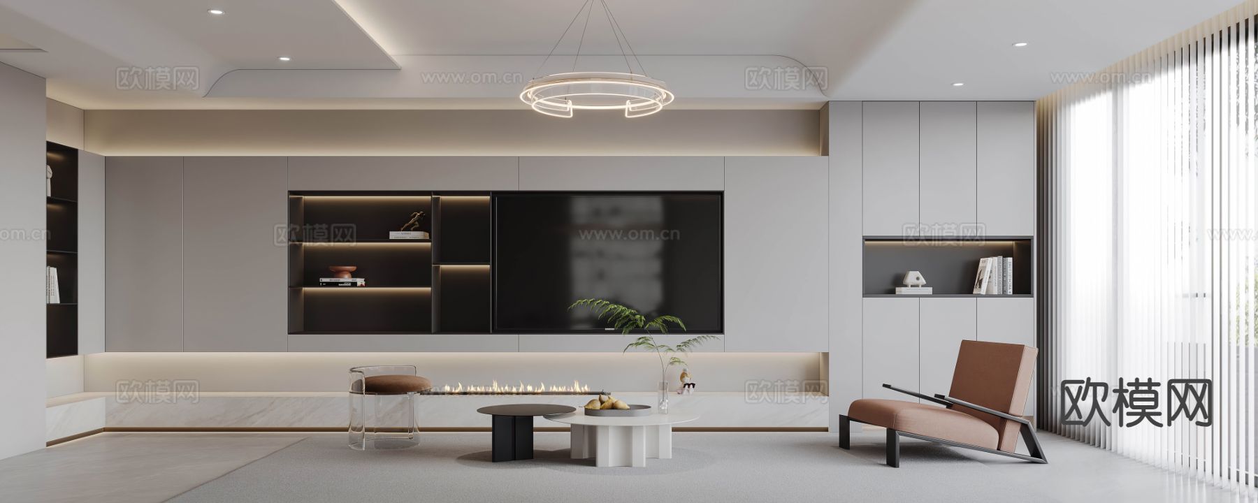 现代电视背景墙3d模型下载