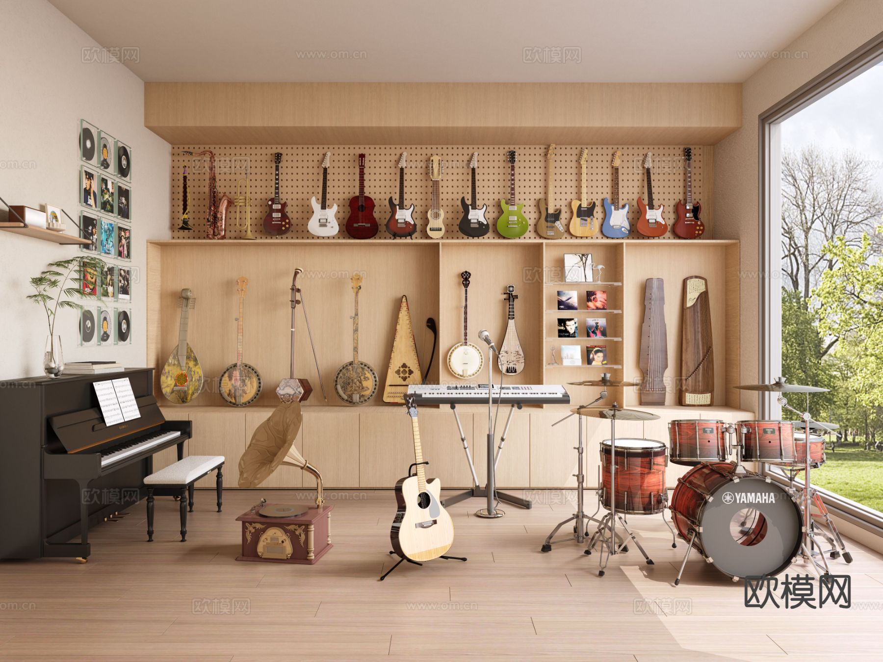 现代音乐室 娱乐室su模型下载（渲染图2）