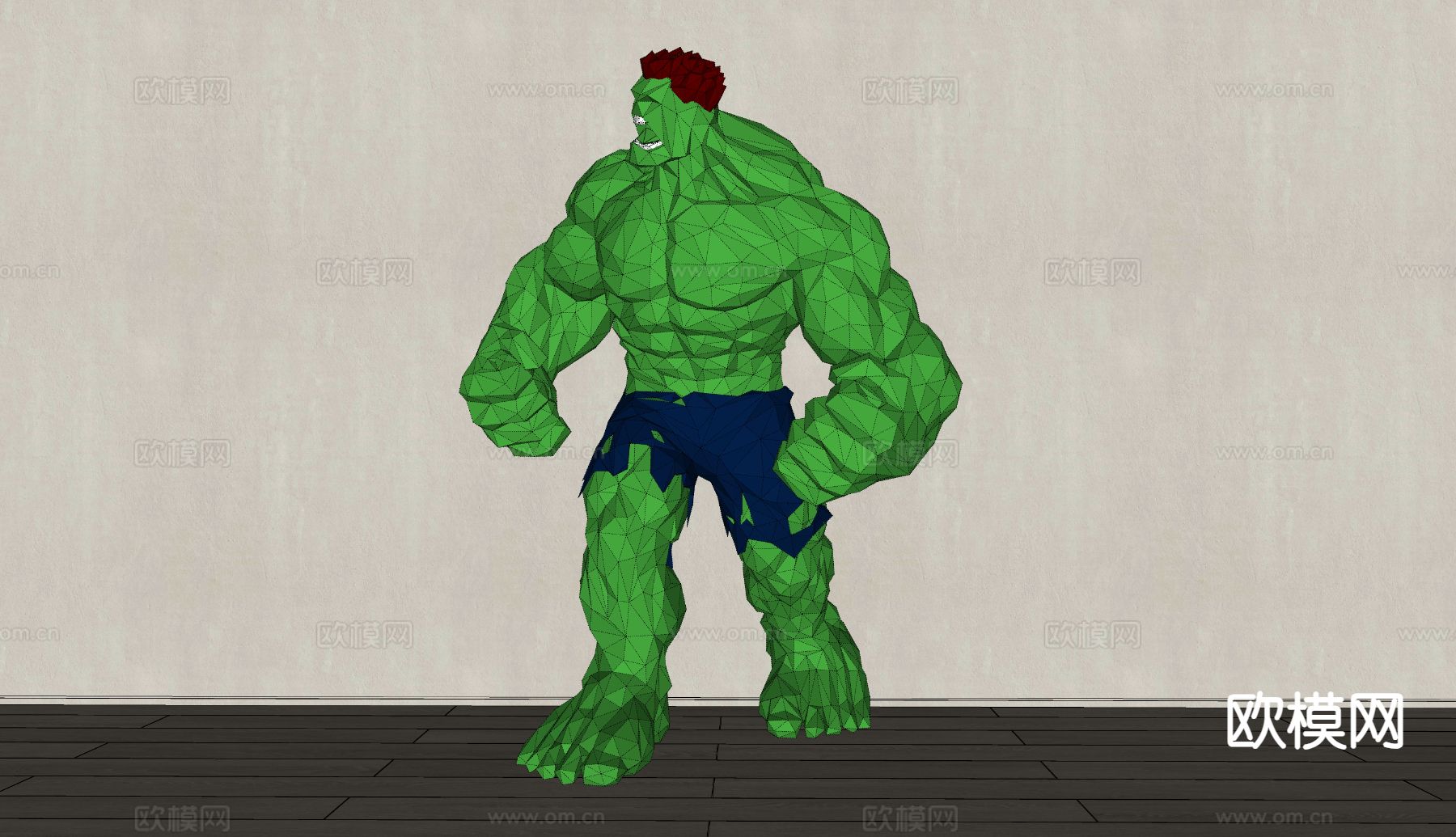 创意绿巨人手办su模型下载（渲染图1）