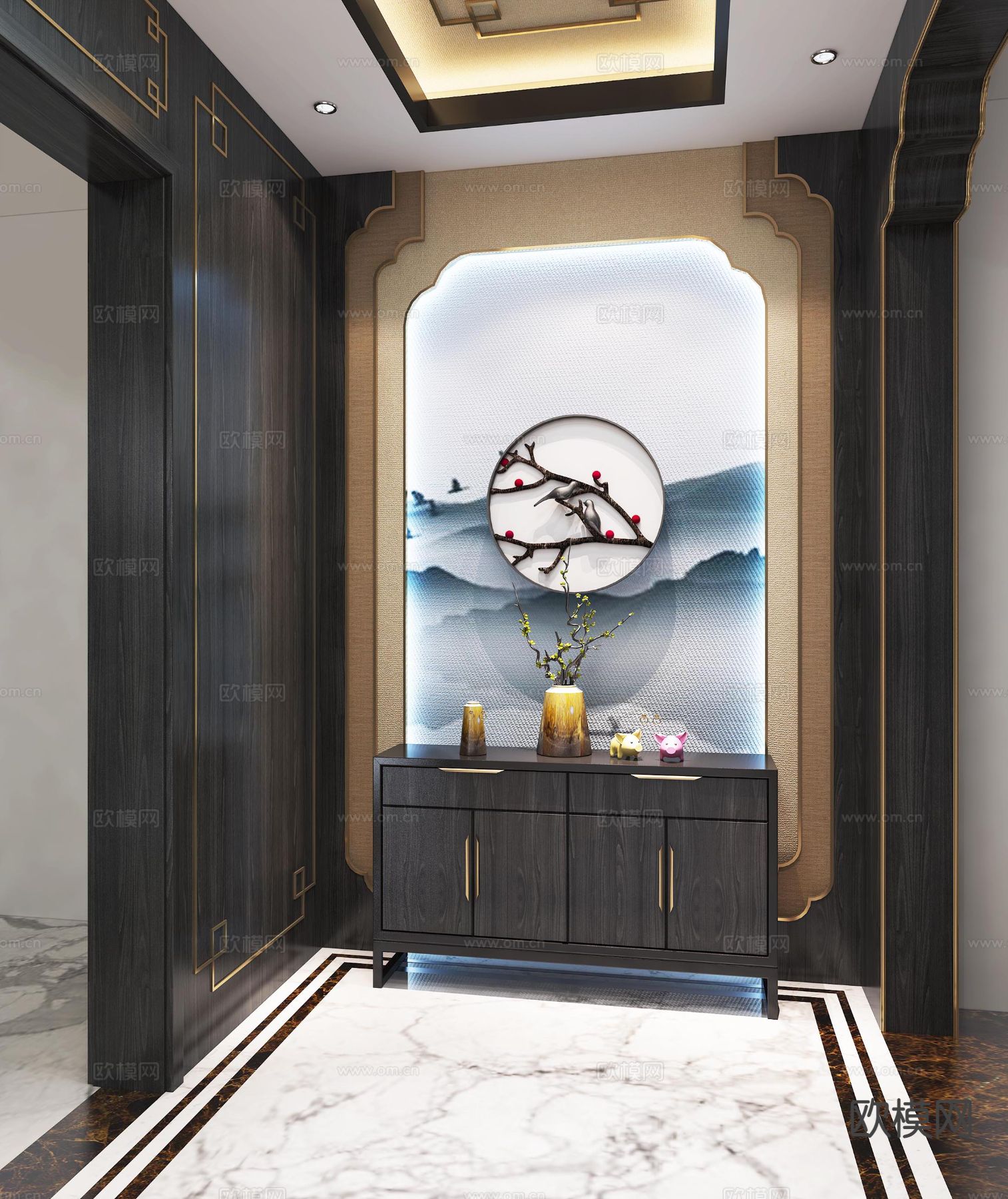 酒店走廊 玄关过道su模型下载（渲染图3）