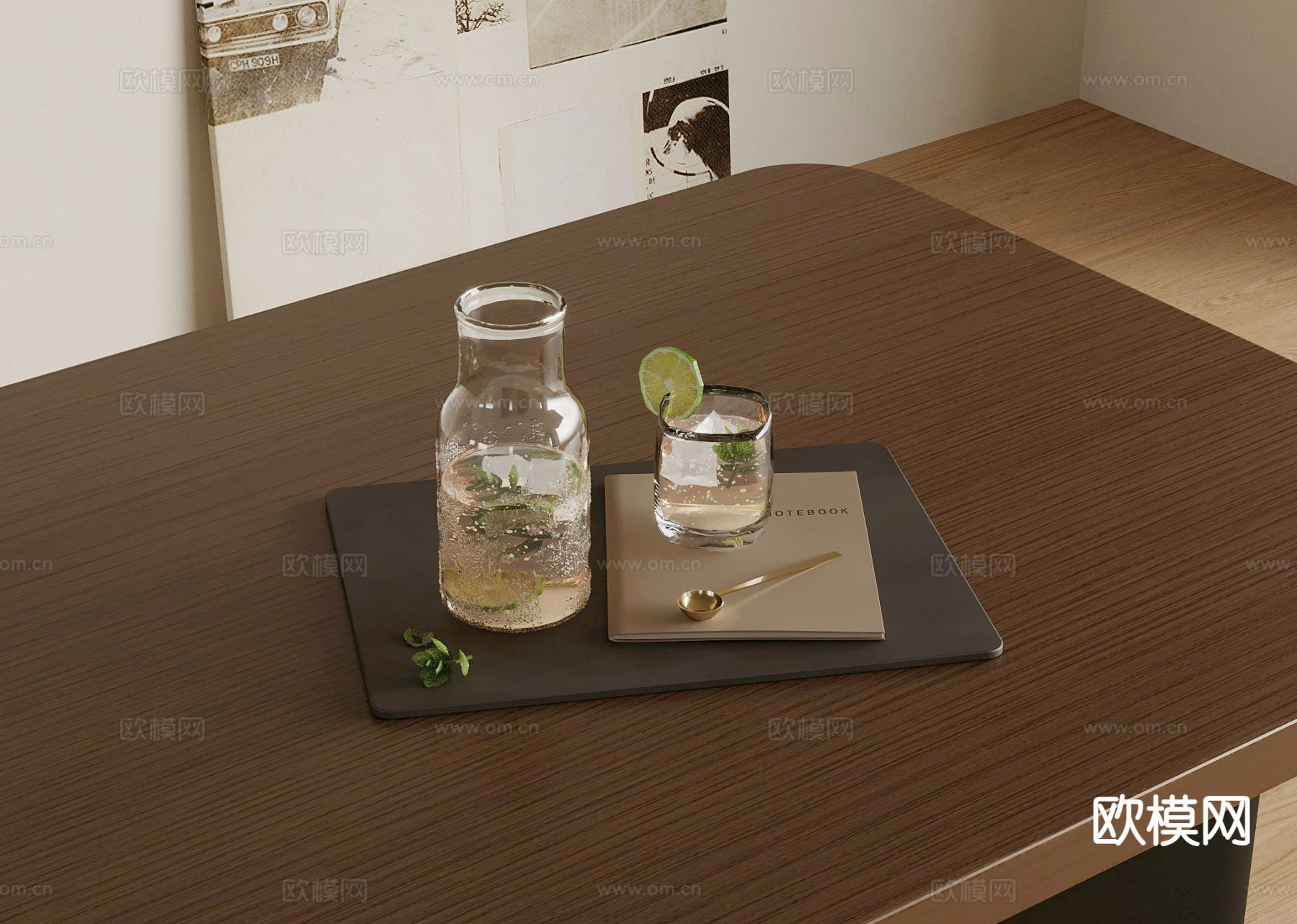 现代酒水 饮料 托盘su模型下载（渲染图2）