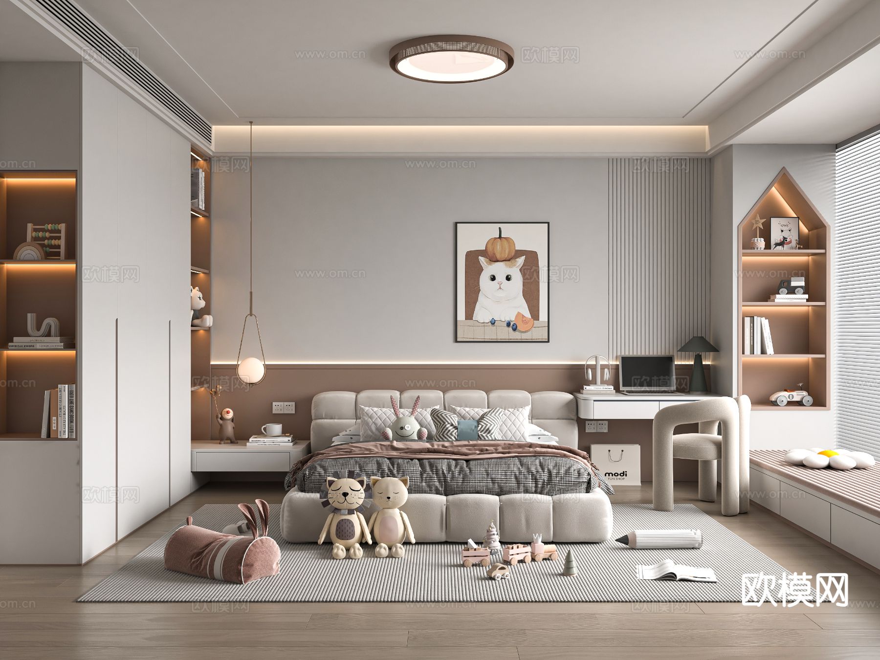 现代女孩房 小孩房3d模型下载