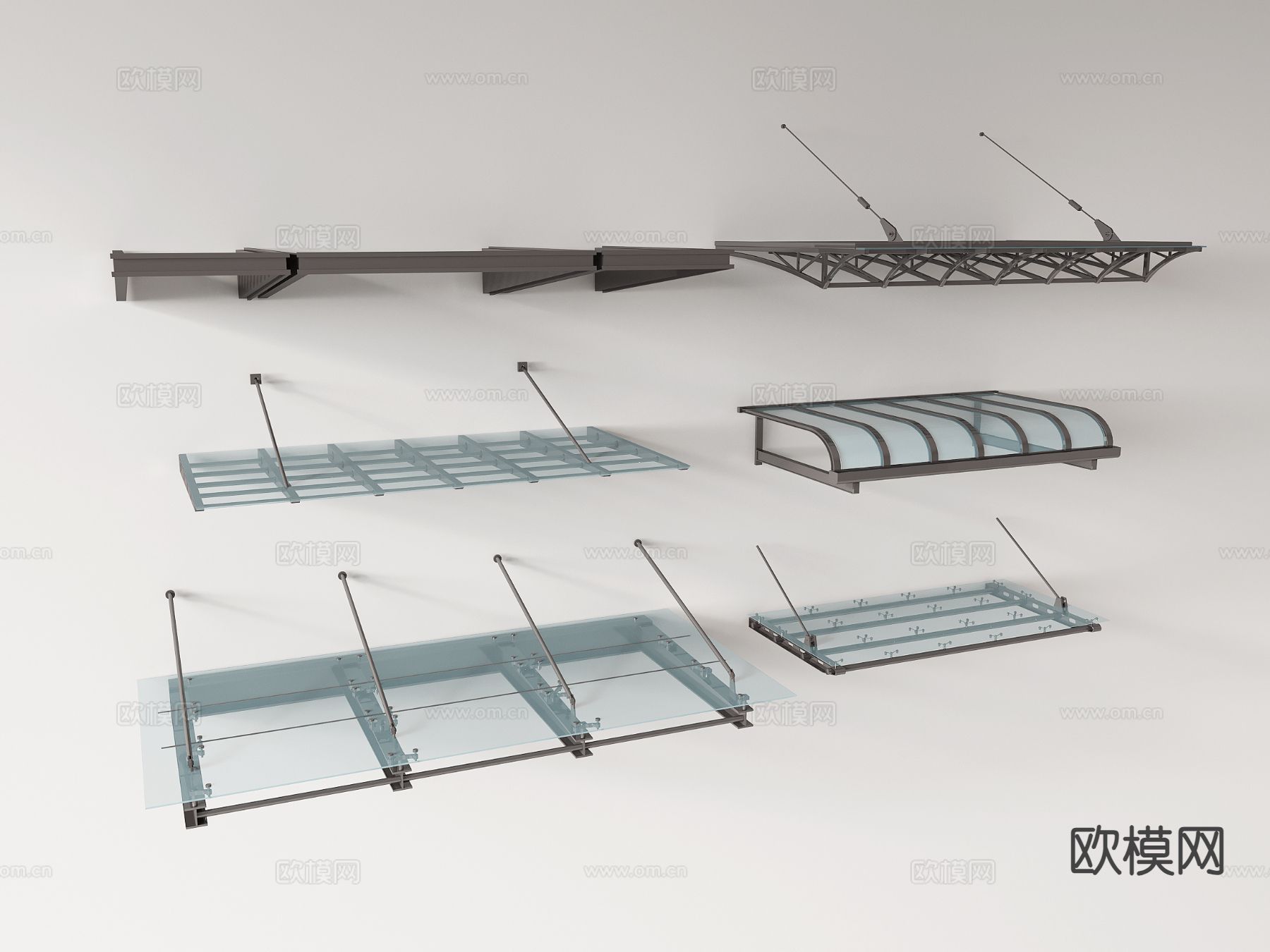 现代玻璃雨棚 遮阳棚 雨搭 户外雨棚3d模型