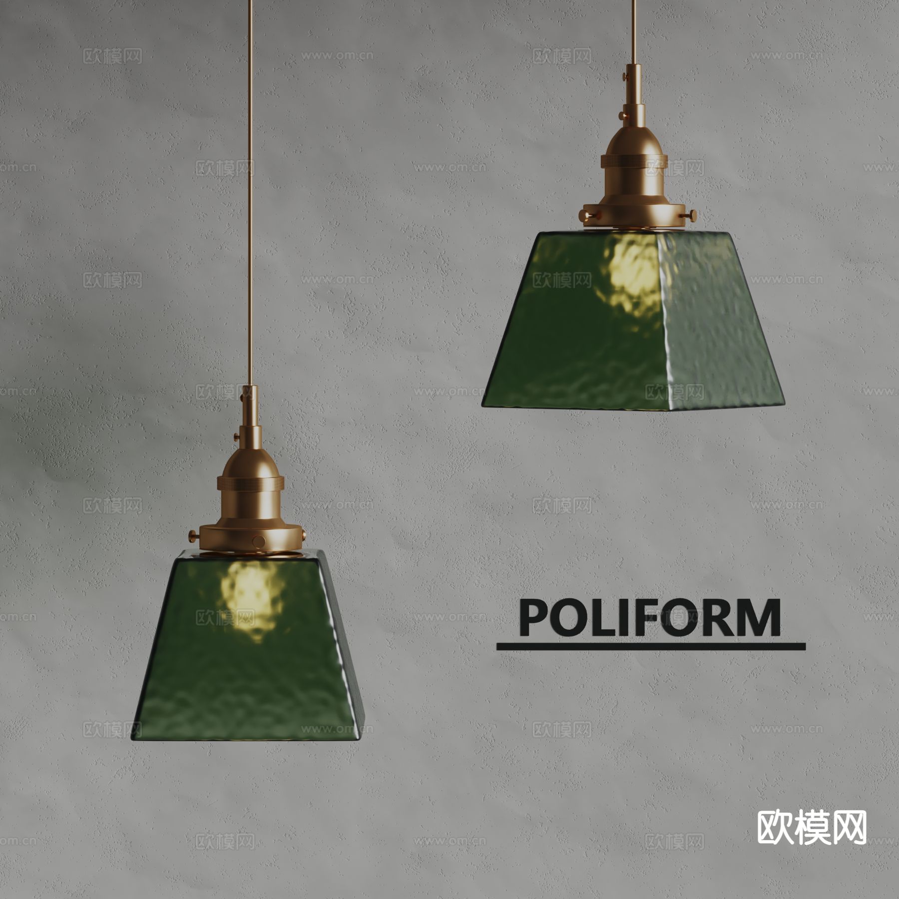 poliform 意式吊灯 玻璃吊灯su模型下载（渲染图2）