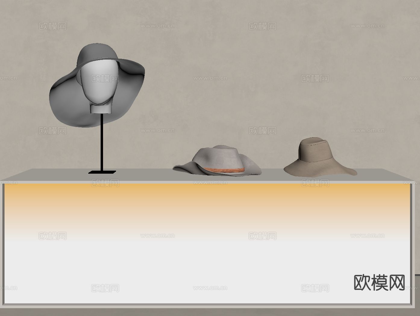 现代帽子 遮阳帽su模型下载（渲染图1）