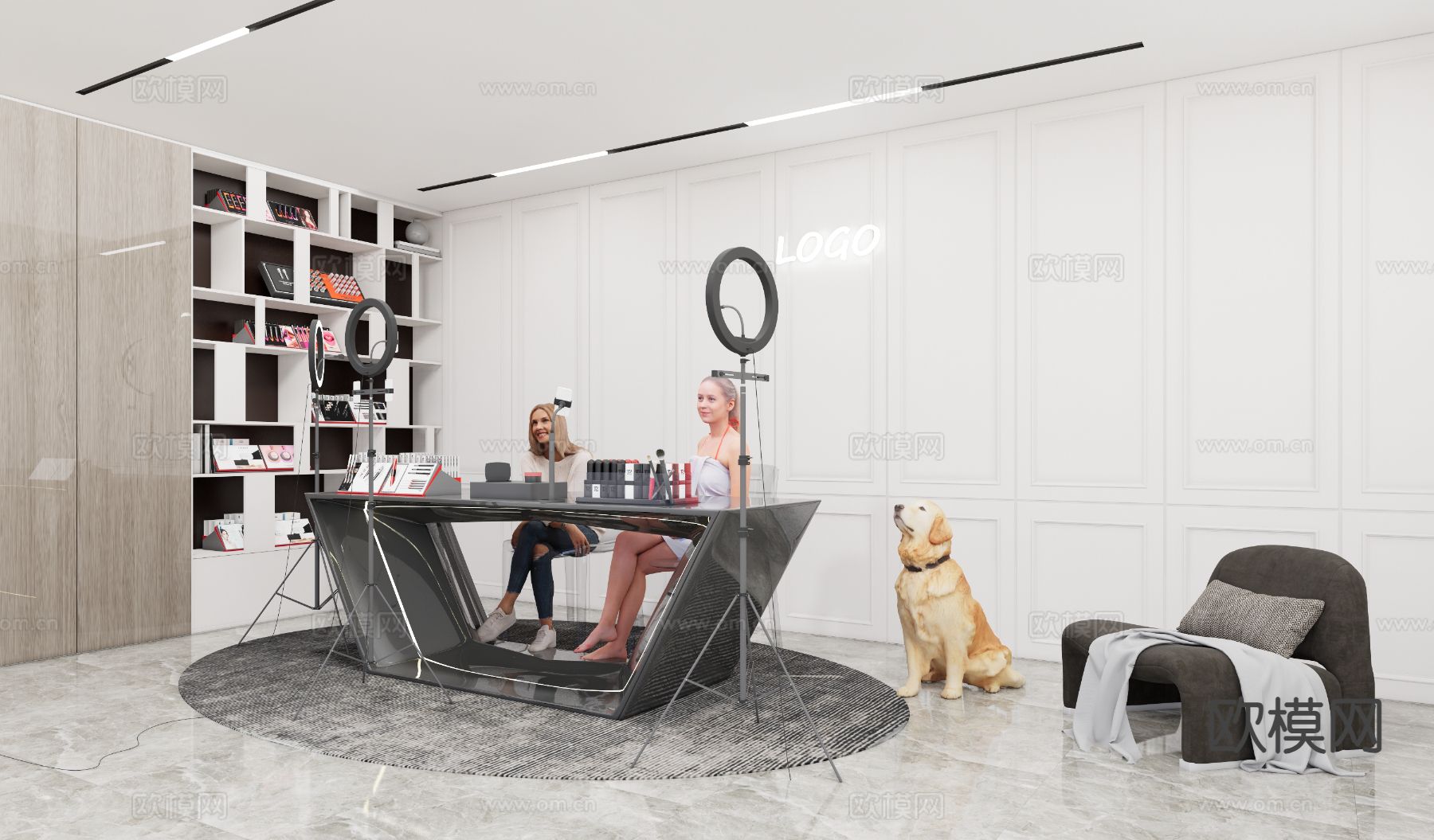 现代直播间su模型下载（渲染图3）