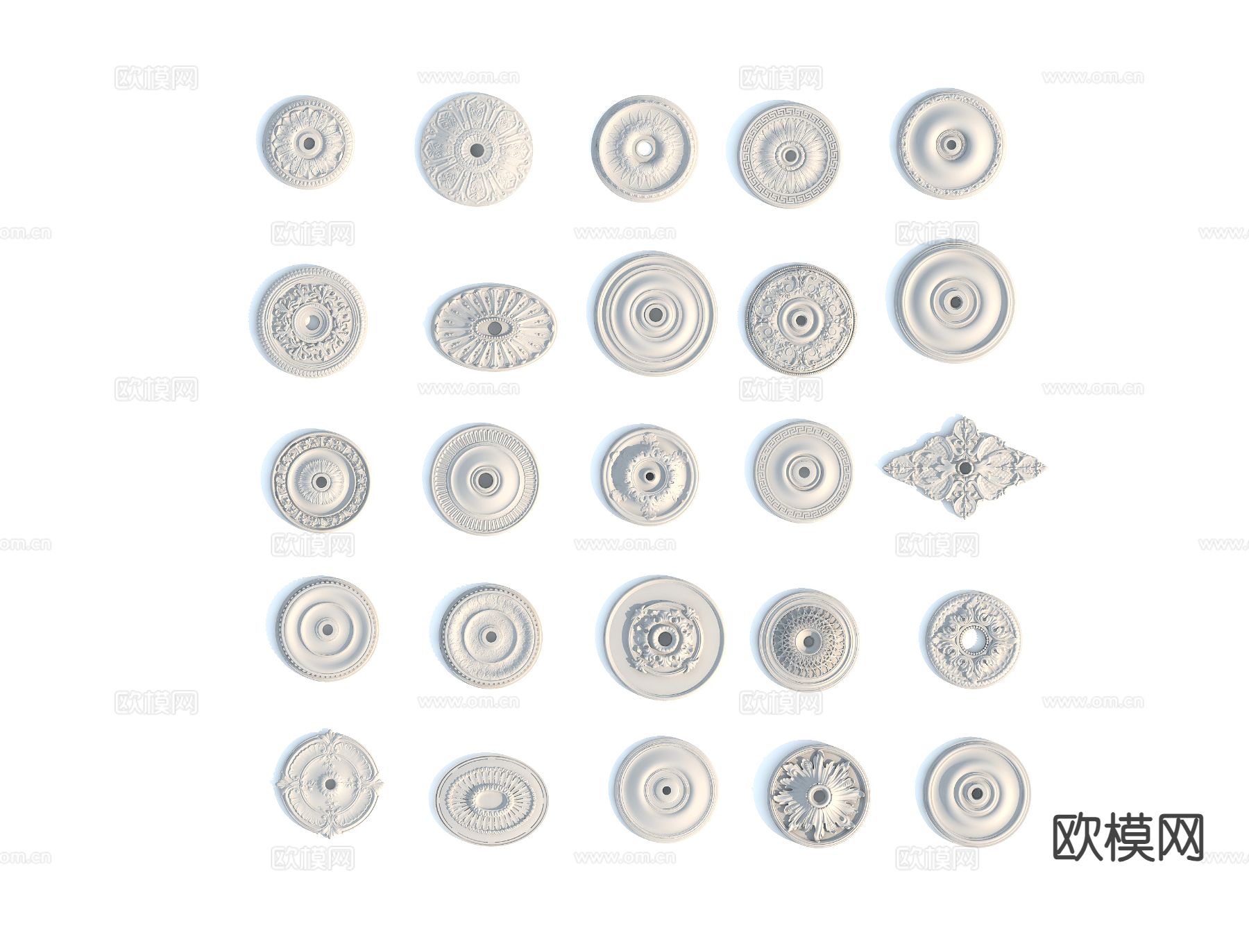 欧式石膏灯盘 雕花构件3d模型