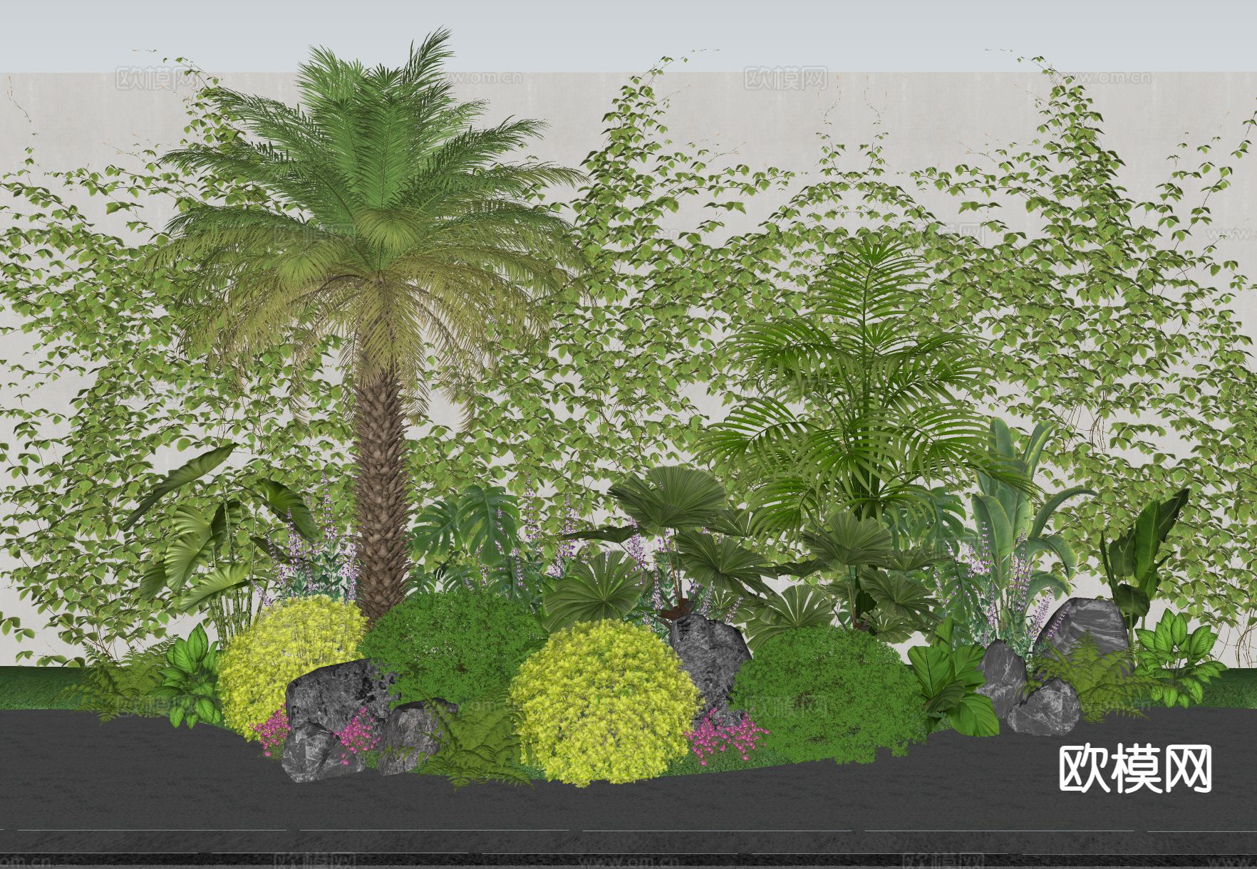 植物造景 植物堆 花境su模型下载（渲染图1）