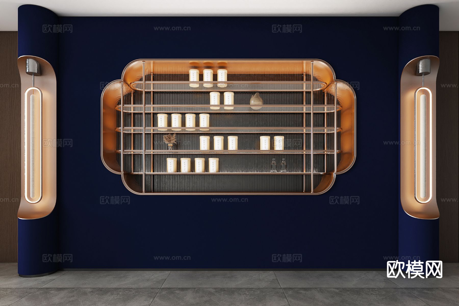 新中式博古架su模型下载（渲染图2）