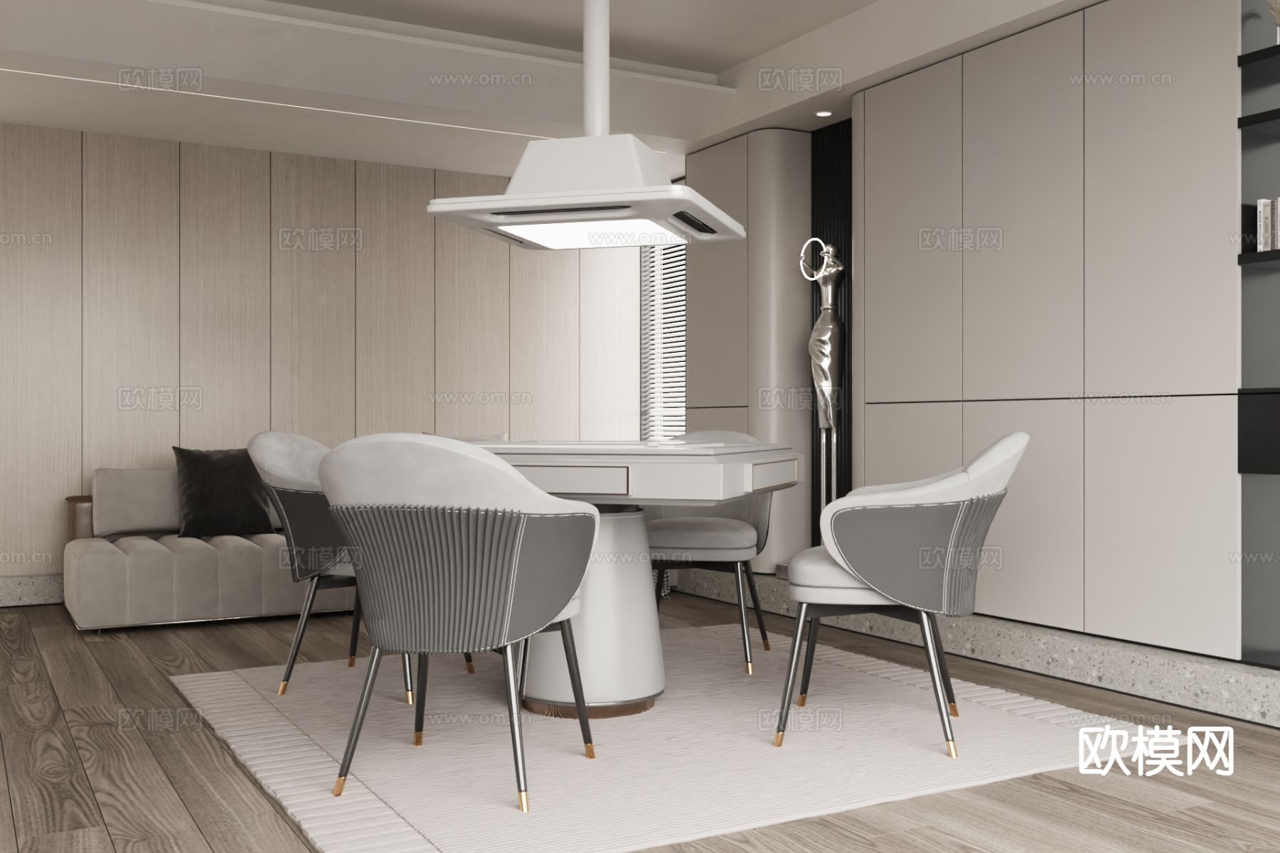 现代休闲室 麻将房su模型下载（渲染图2）