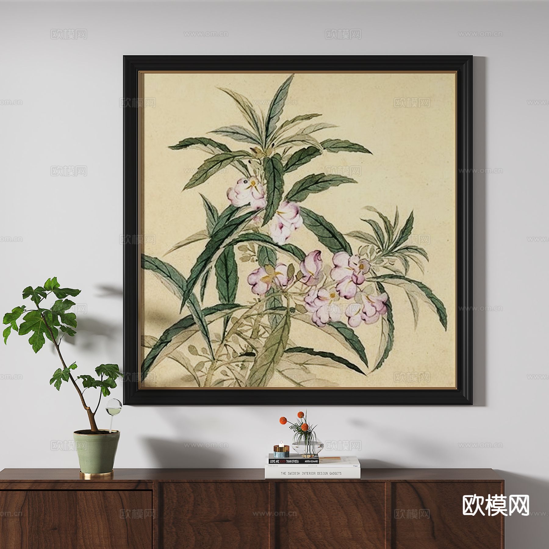 新中式花鸟画 装饰画3d模型