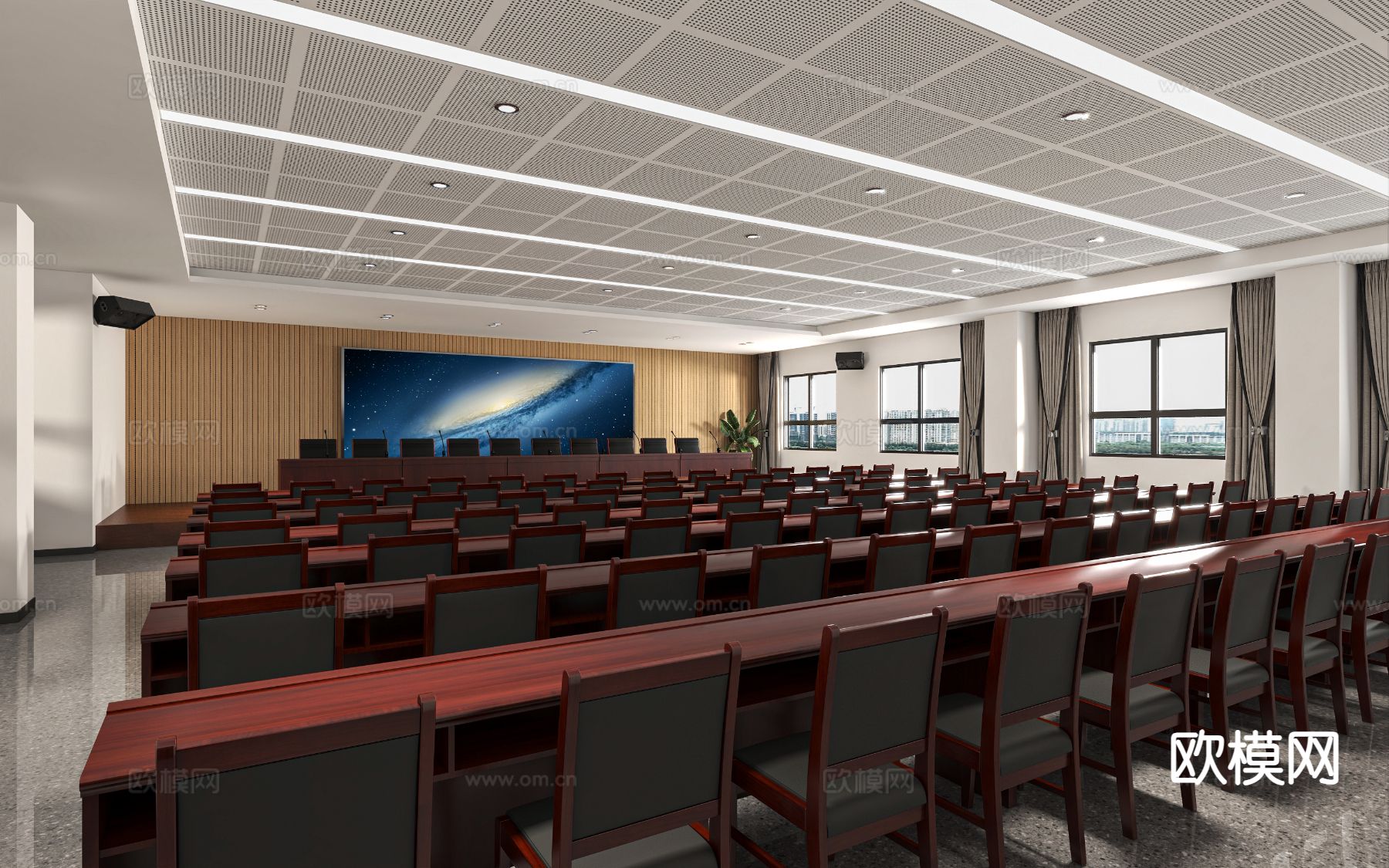 现代会议室3d模型下载