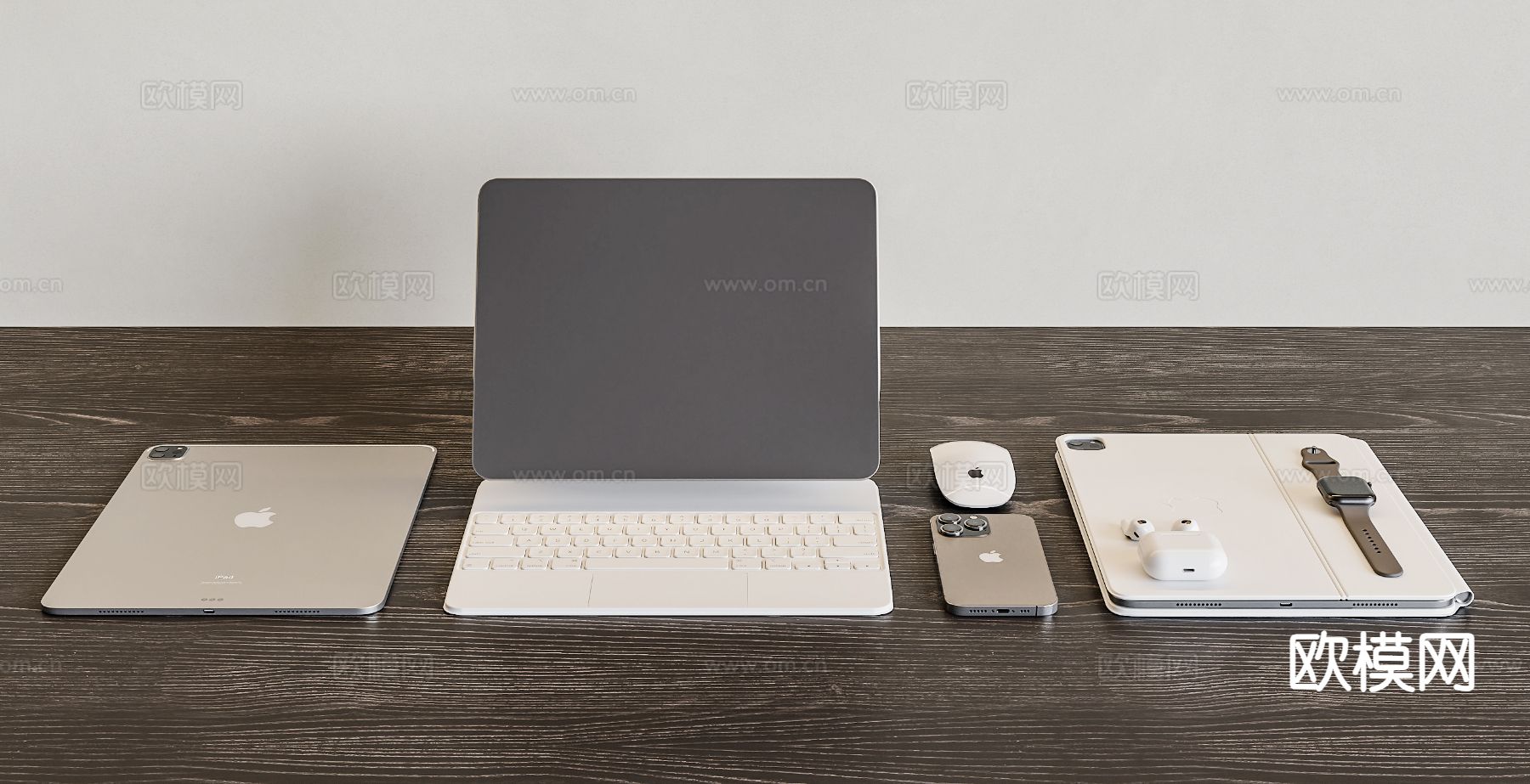 办公用品 桌面摆件 手机 耳机 电脑su模型下载（渲染图2）