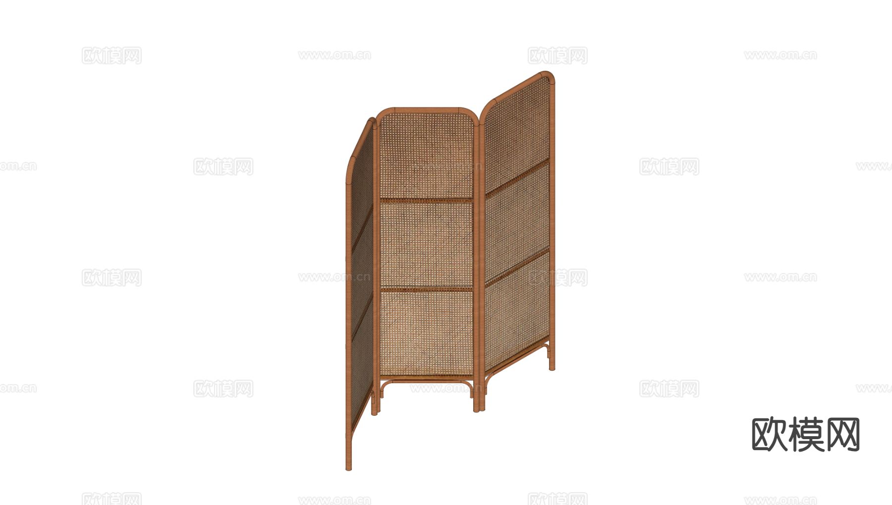 原木风屏风su模型下载