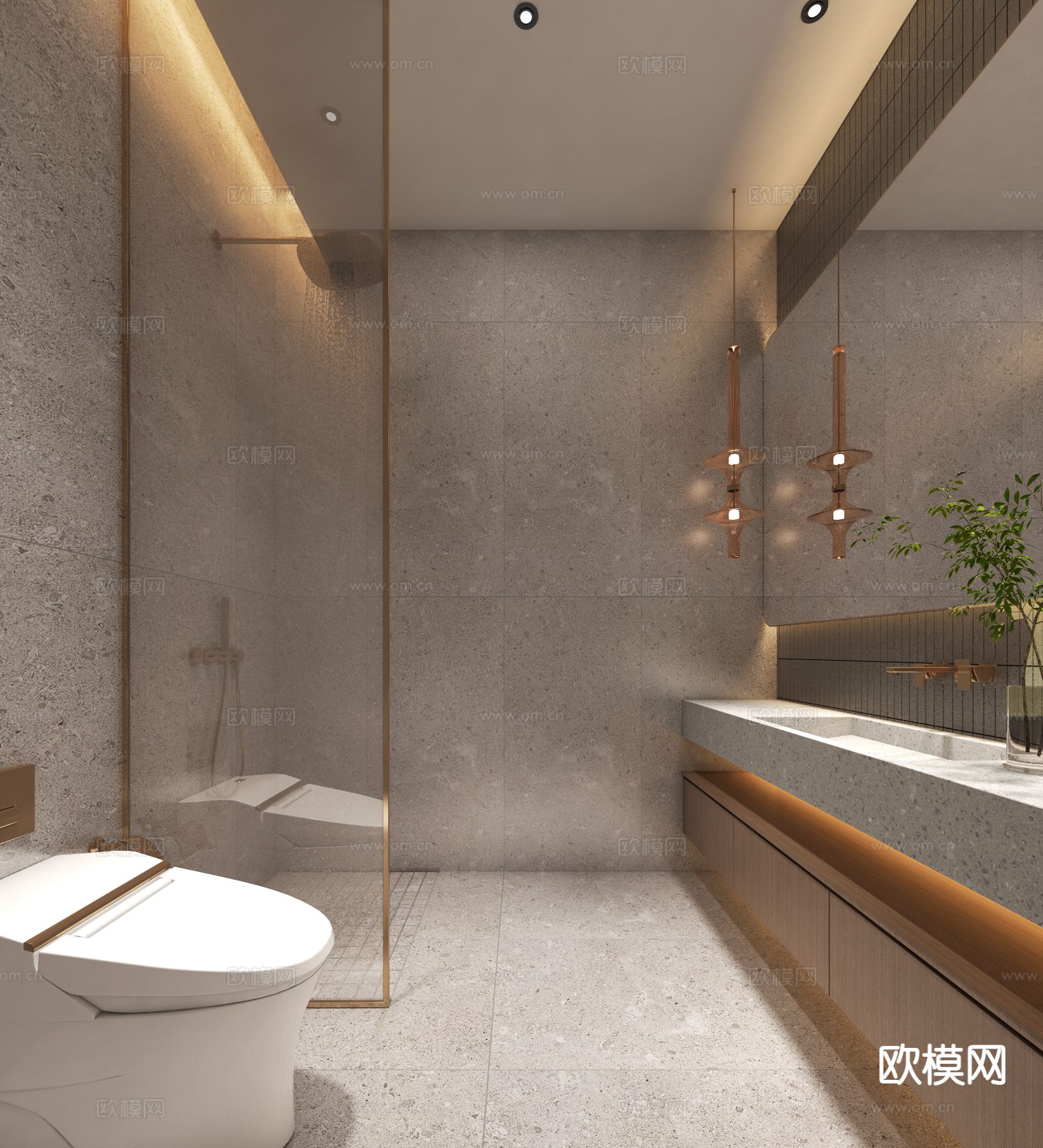 简约洗手间 卫生间3d模型下载