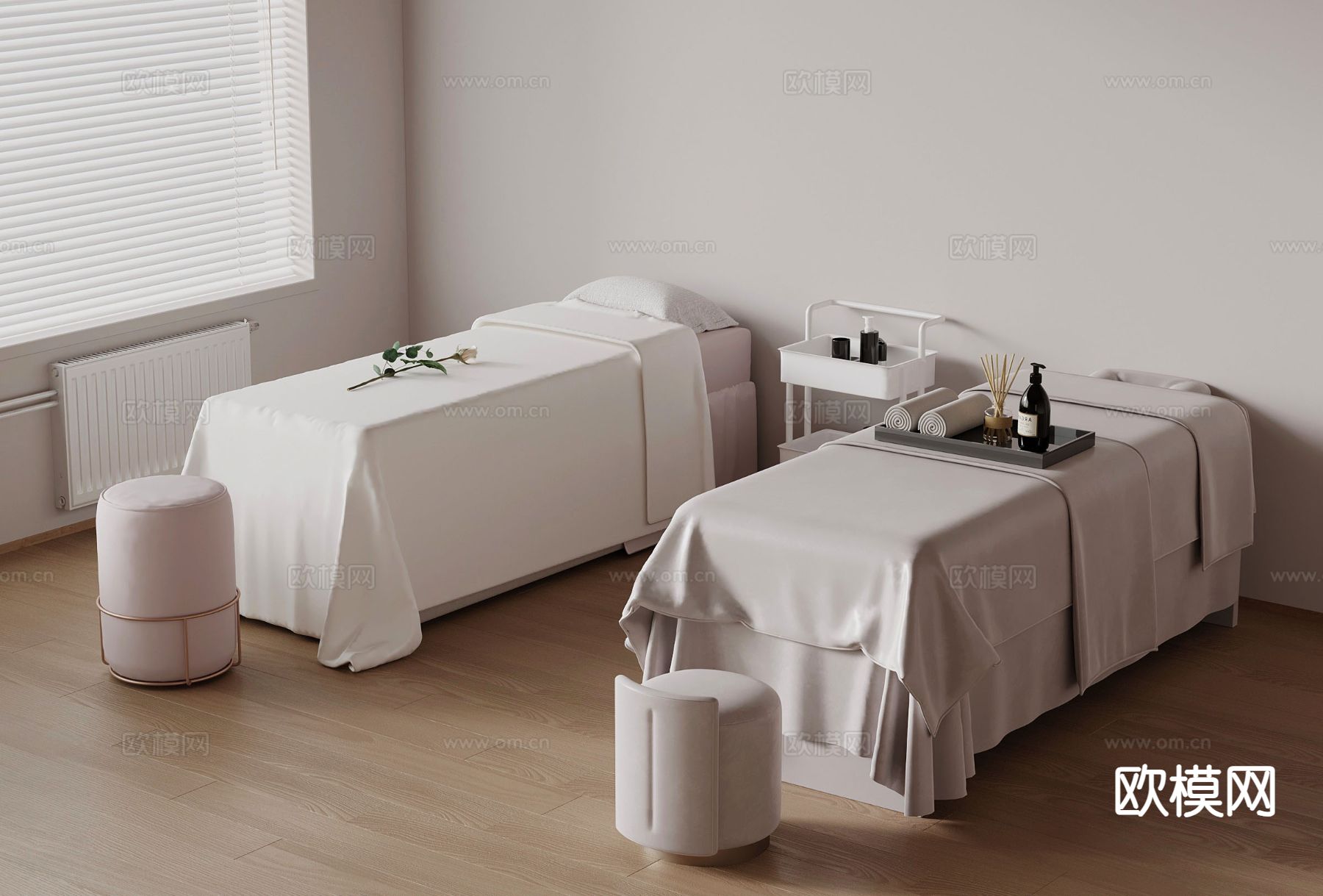 现代按摩床 spa床 美容床su模型下载（渲染图2）