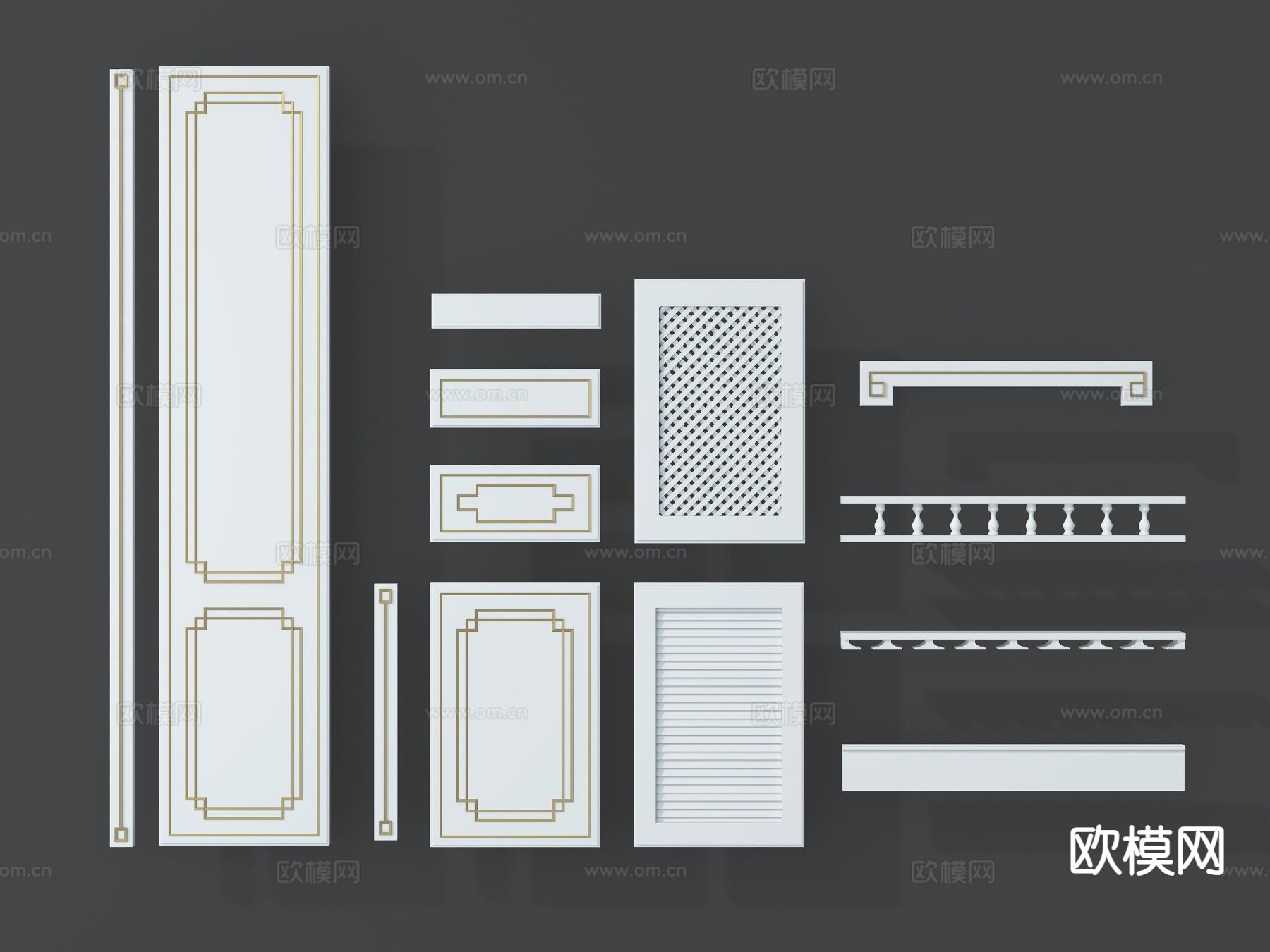 新中式门板 橱柜门板3d模型