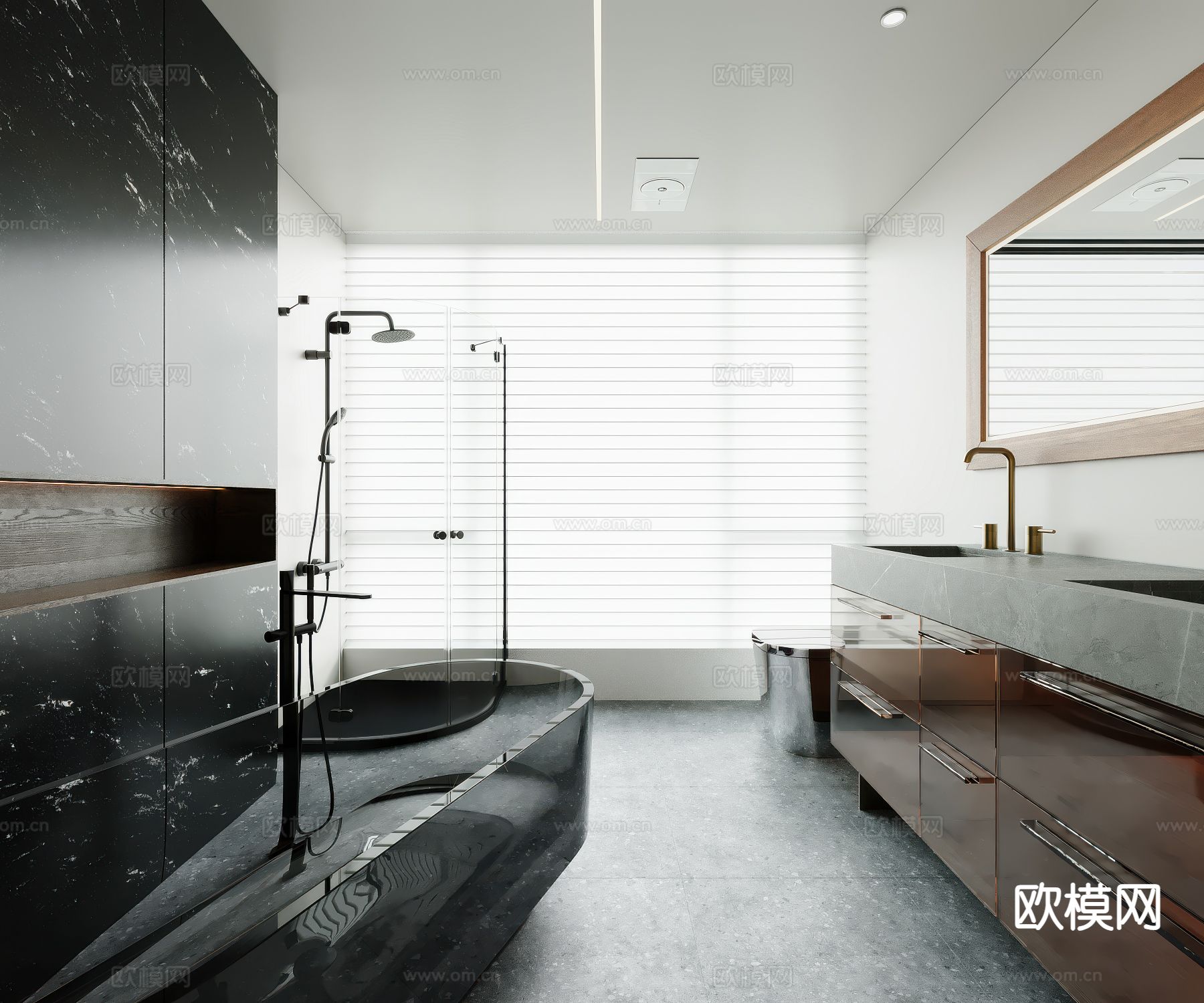 高级灰卫生间 浴室su模型下载（渲染图2）