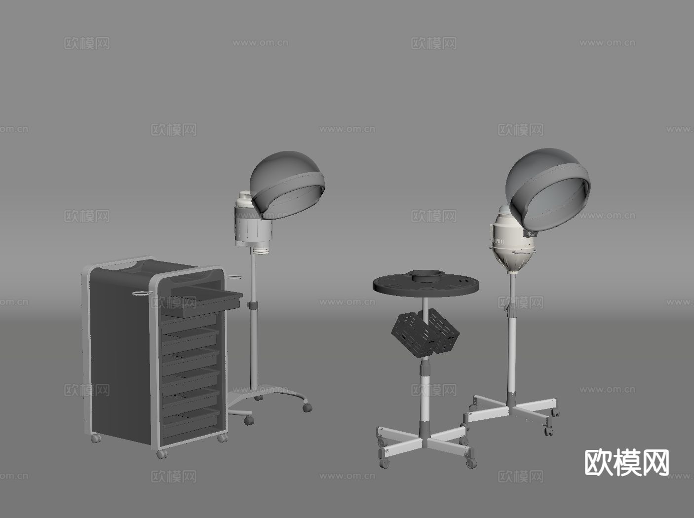 现代烫发器 移动置物架su模型下载（渲染图1）
