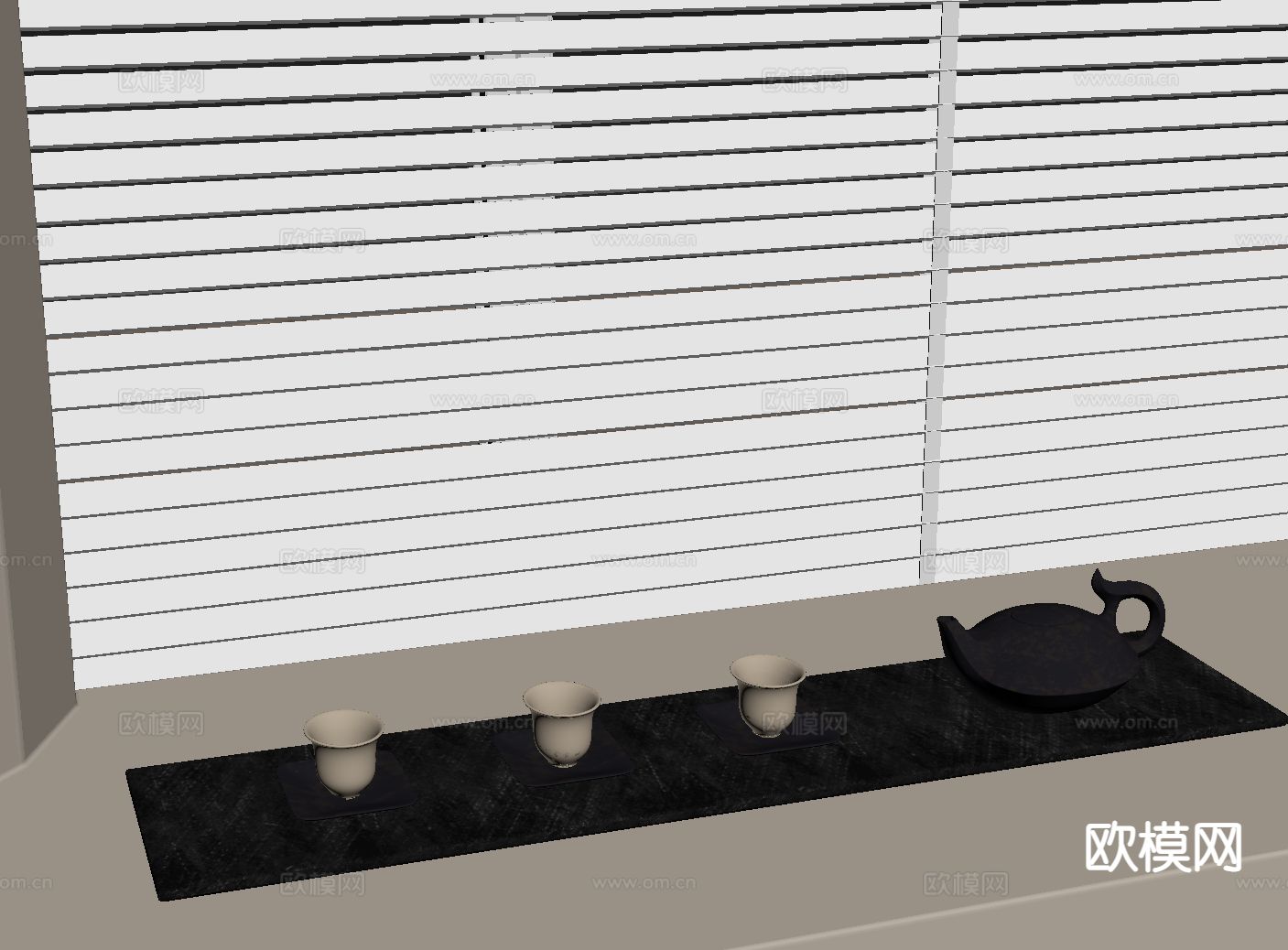 现代茶具 托盘su模型下载（渲染图1）
