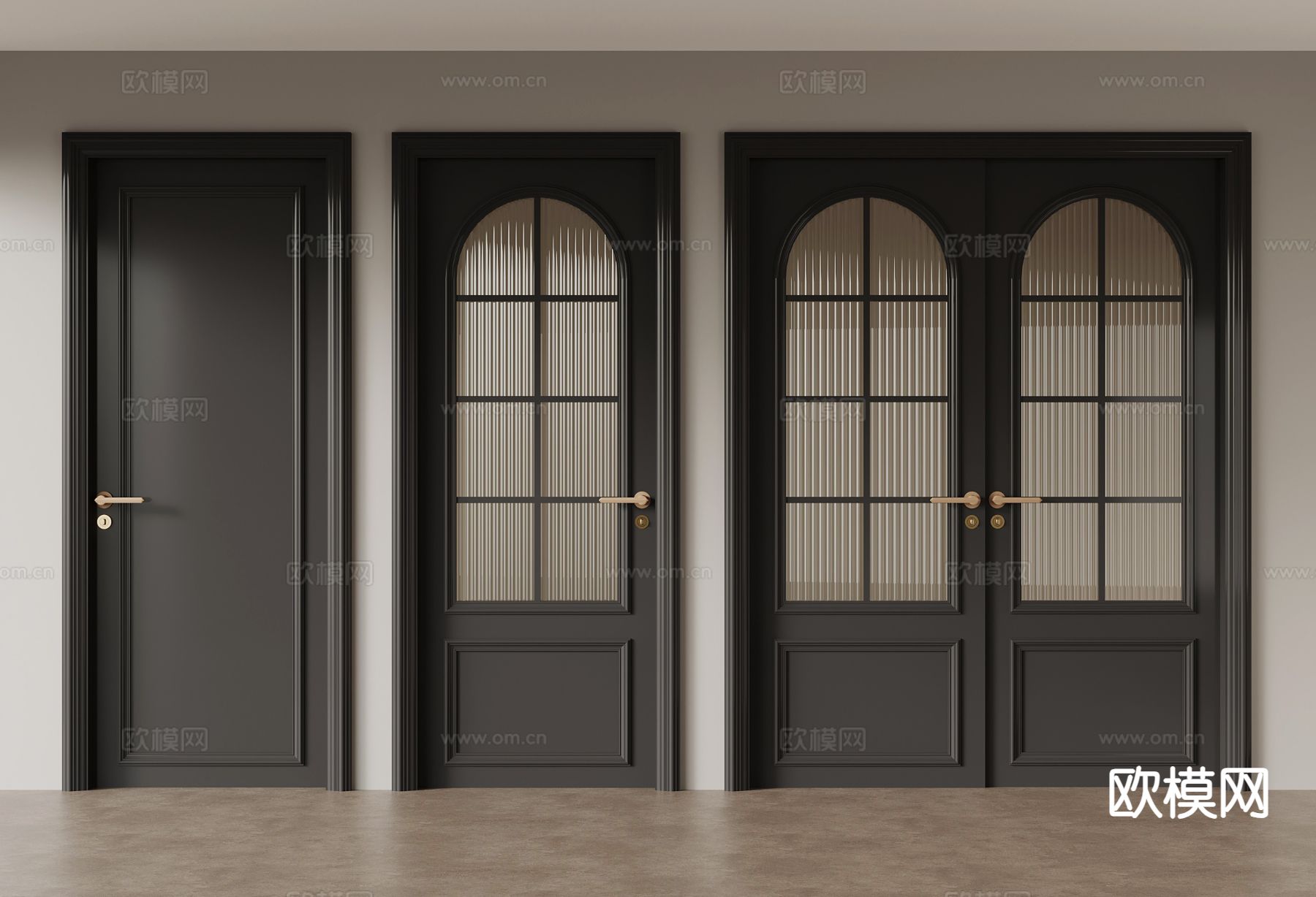 法式单开门 双开门 卫浴门 卧室门su模型下载（渲染图2）