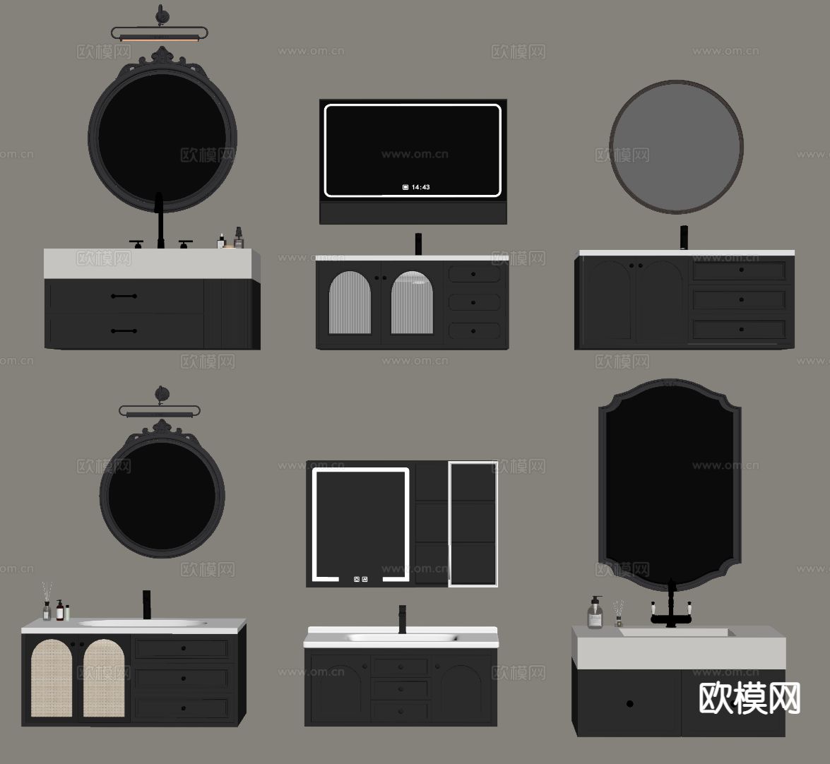法式洗手台 洗手盆 悬空台盆su模型下载（渲染图1）