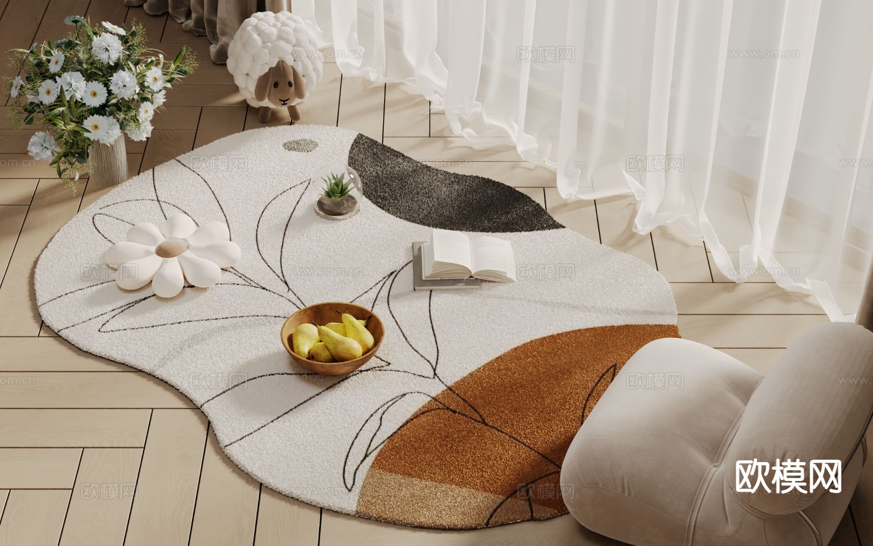 异形地毯 不规则地毯3d模型下载