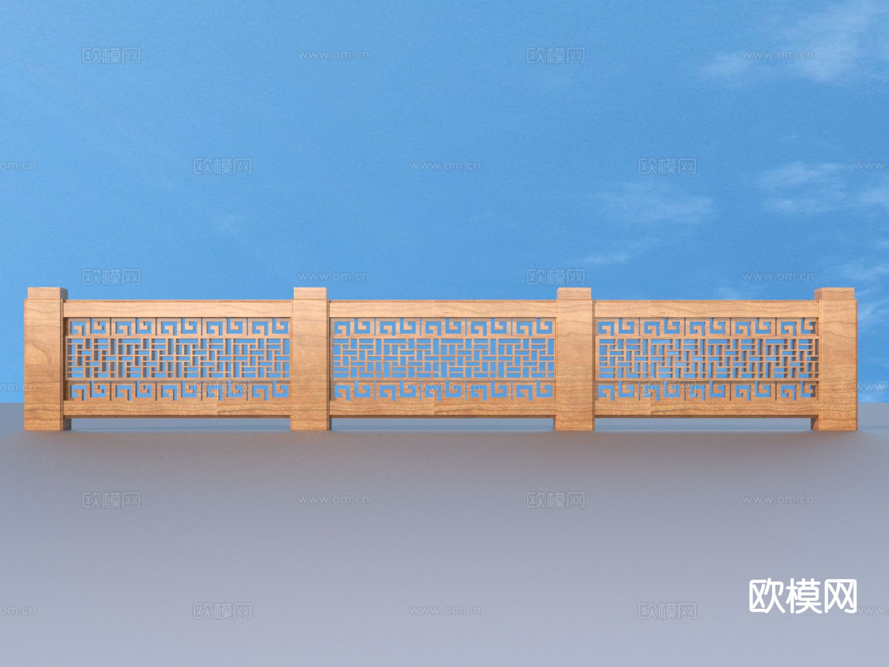 新中式栏杆 护栏 围栏3d模型