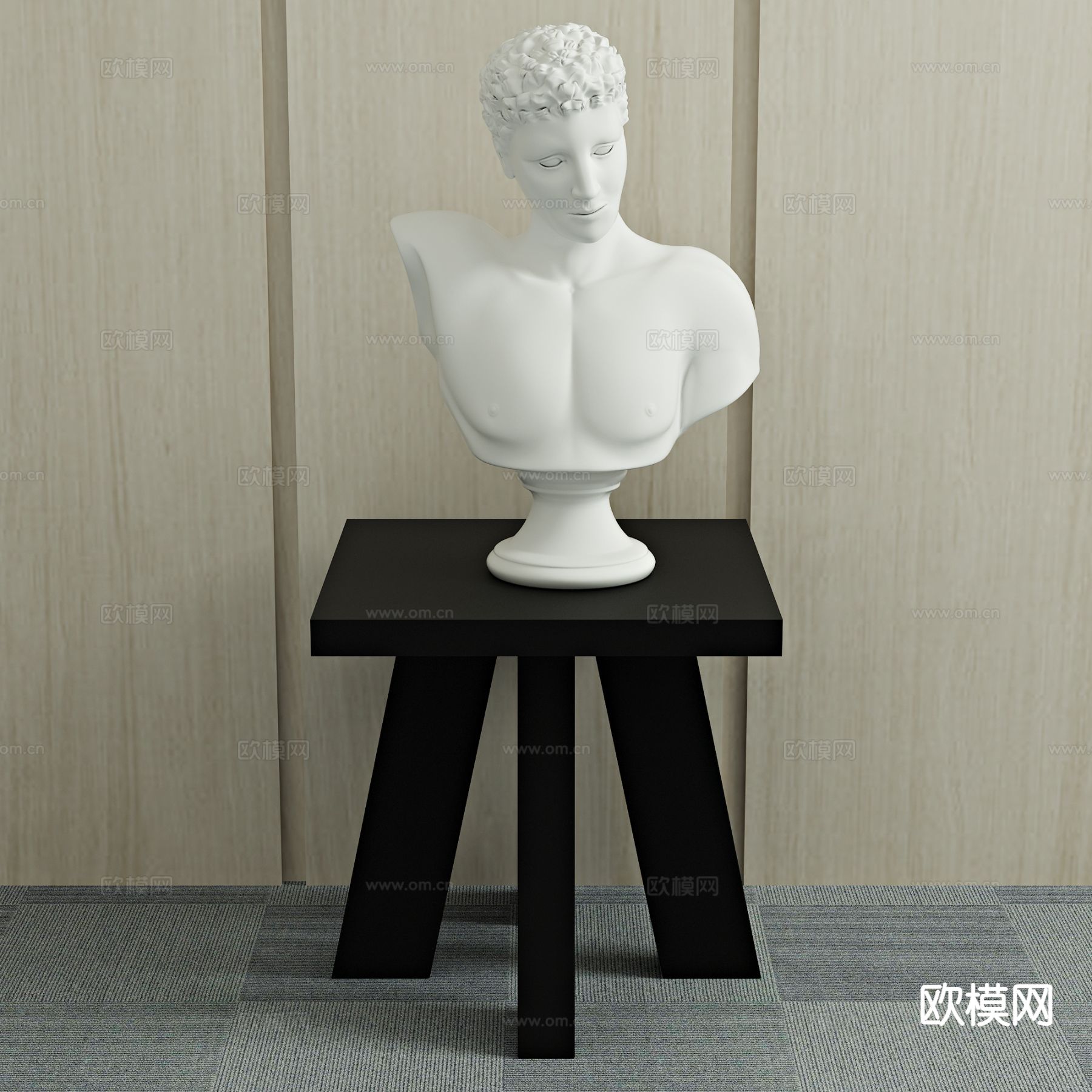 简欧石膏雕塑 人头雕刻3d模型