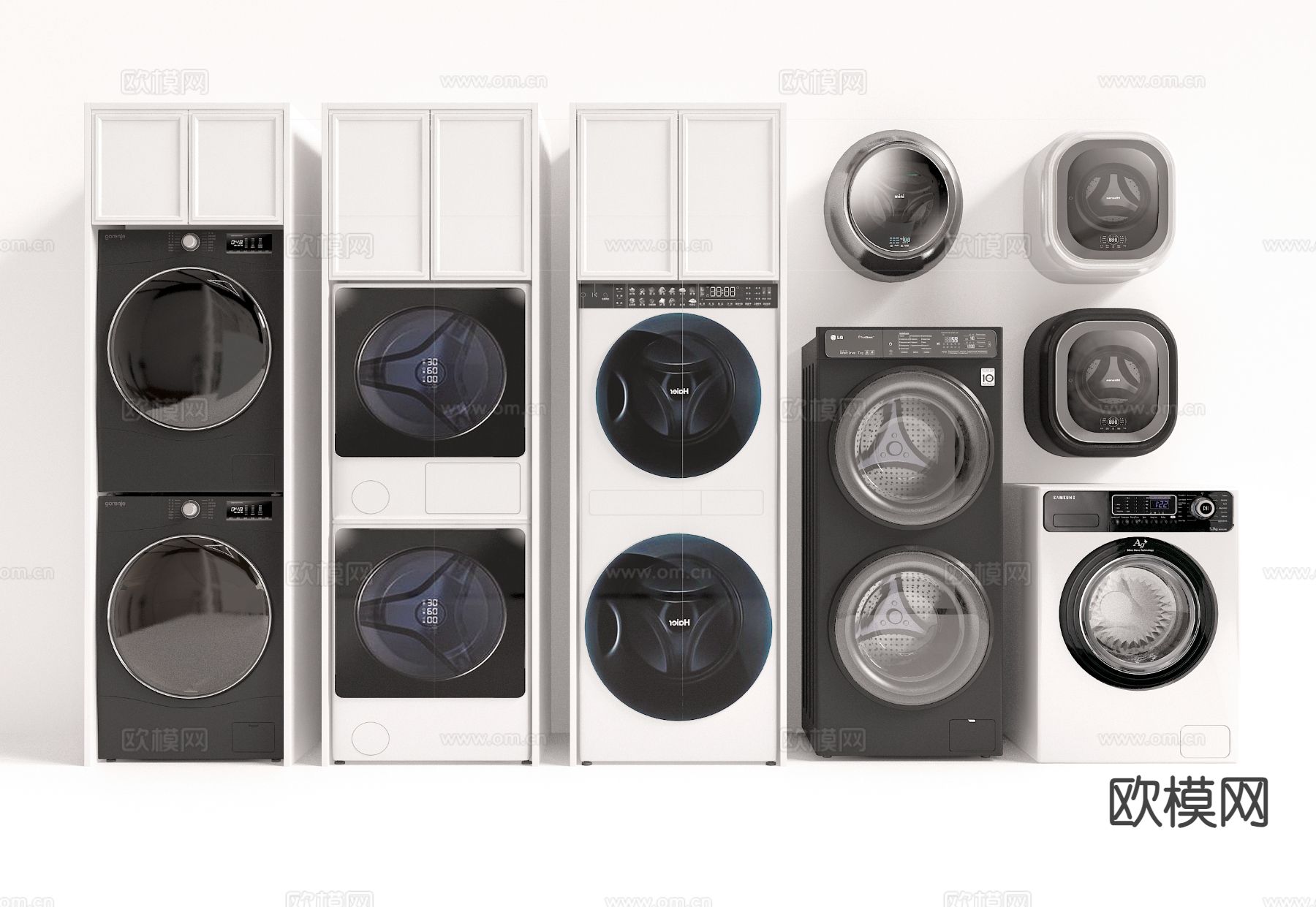 洗衣机 滚筒洗衣机 烘干机 洗衣柜3d模型下载