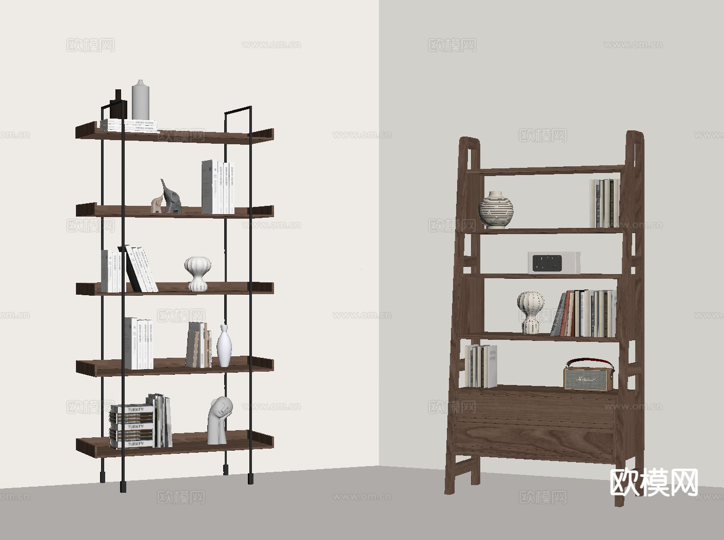 侘寂书架 置物架 展示架su模型