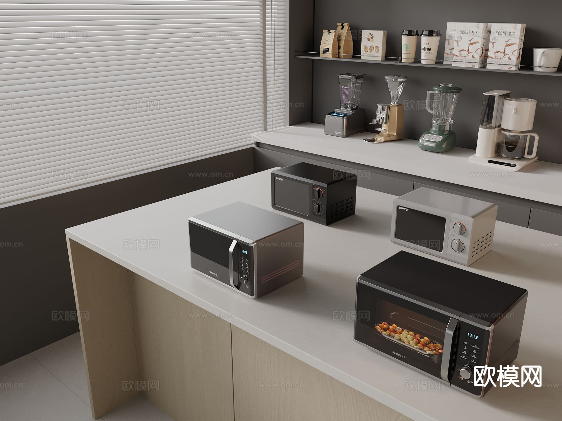 厨房电器 微波炉 榨汁机su模型下载（渲染图2）
