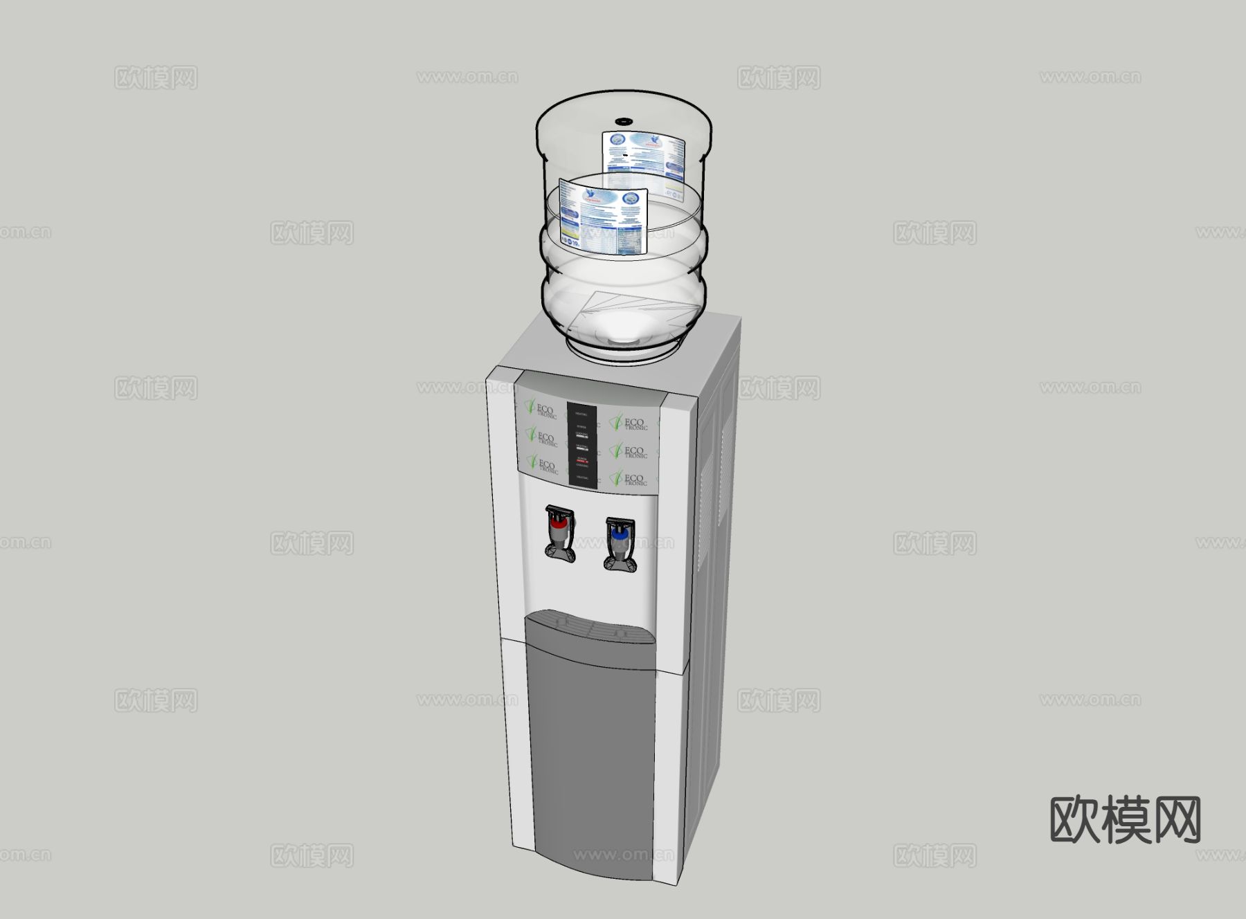 立式饮水机 茶吧机 管线机su模型