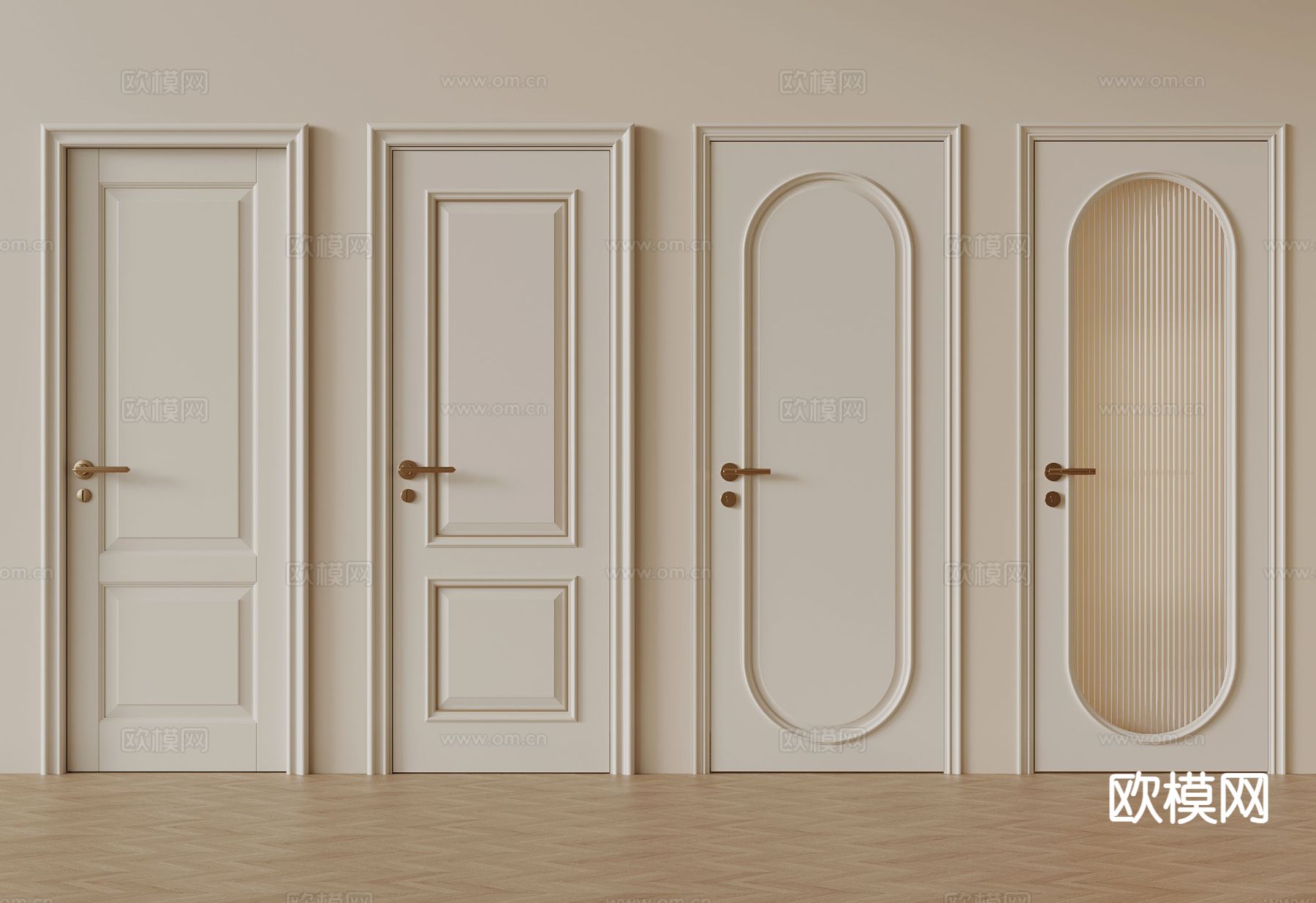 法式厨卫门 单开门su模型下载（渲染图2）