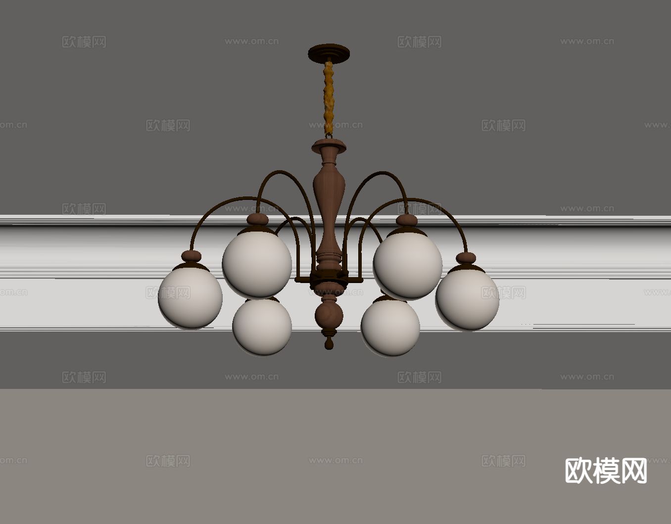法式多头吊灯su模型下载（渲染图1）