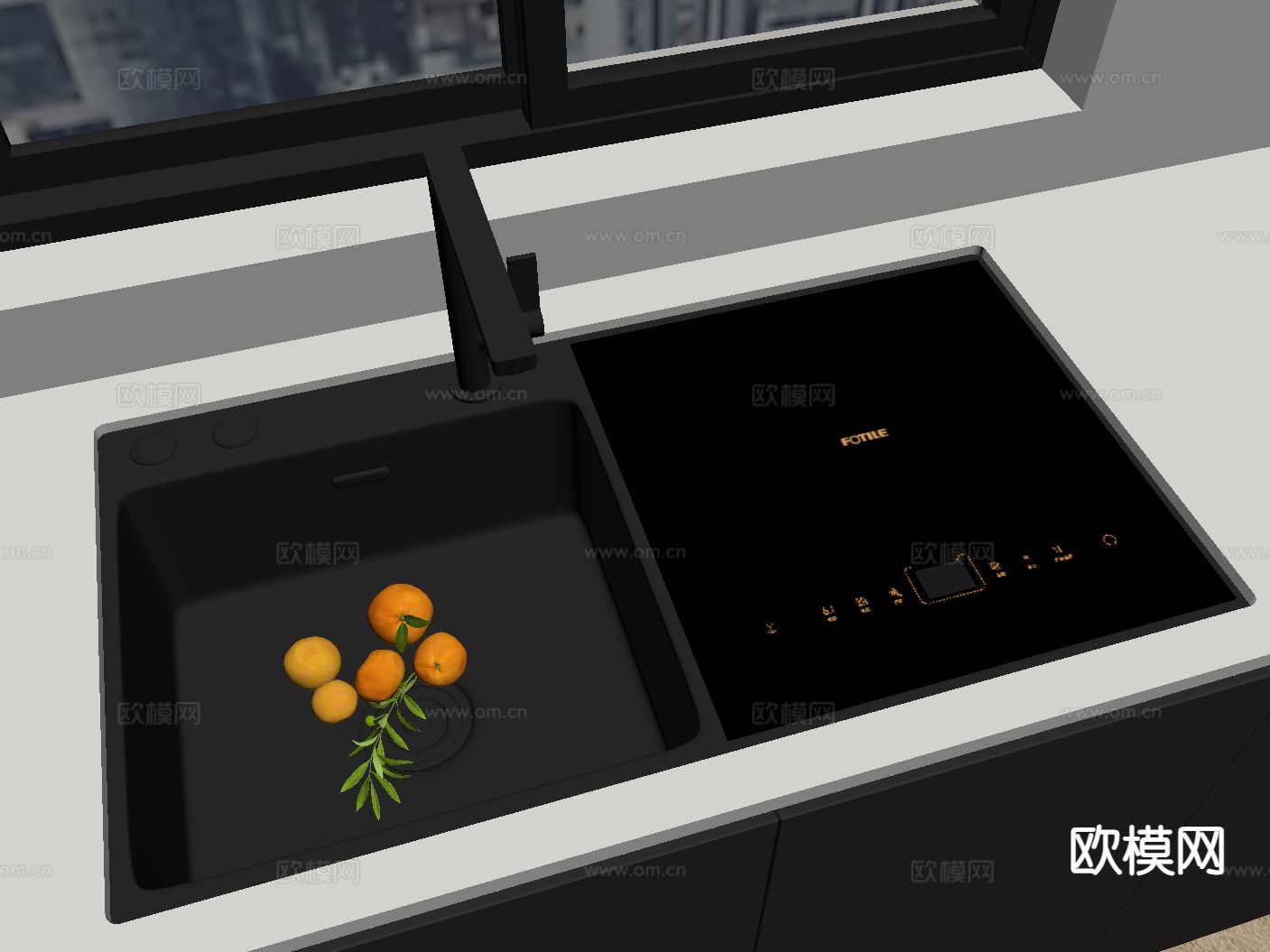 洗菜池 台下盆 洗碗机su模型下载（渲染图1）