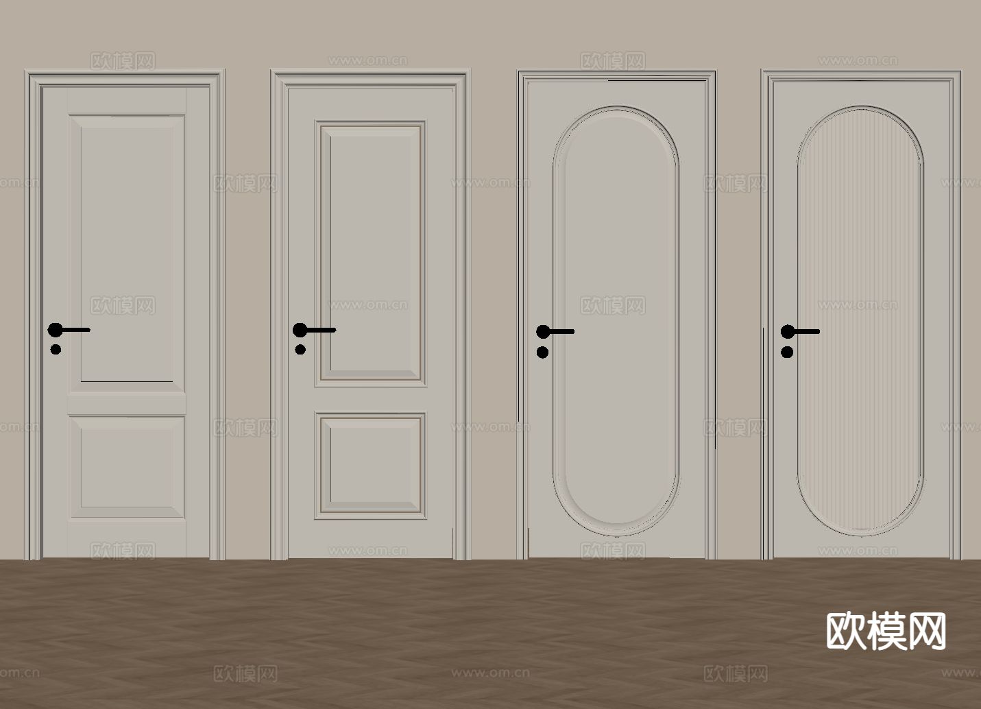 法式厨卫门 单开门su模型下载（渲染图1）