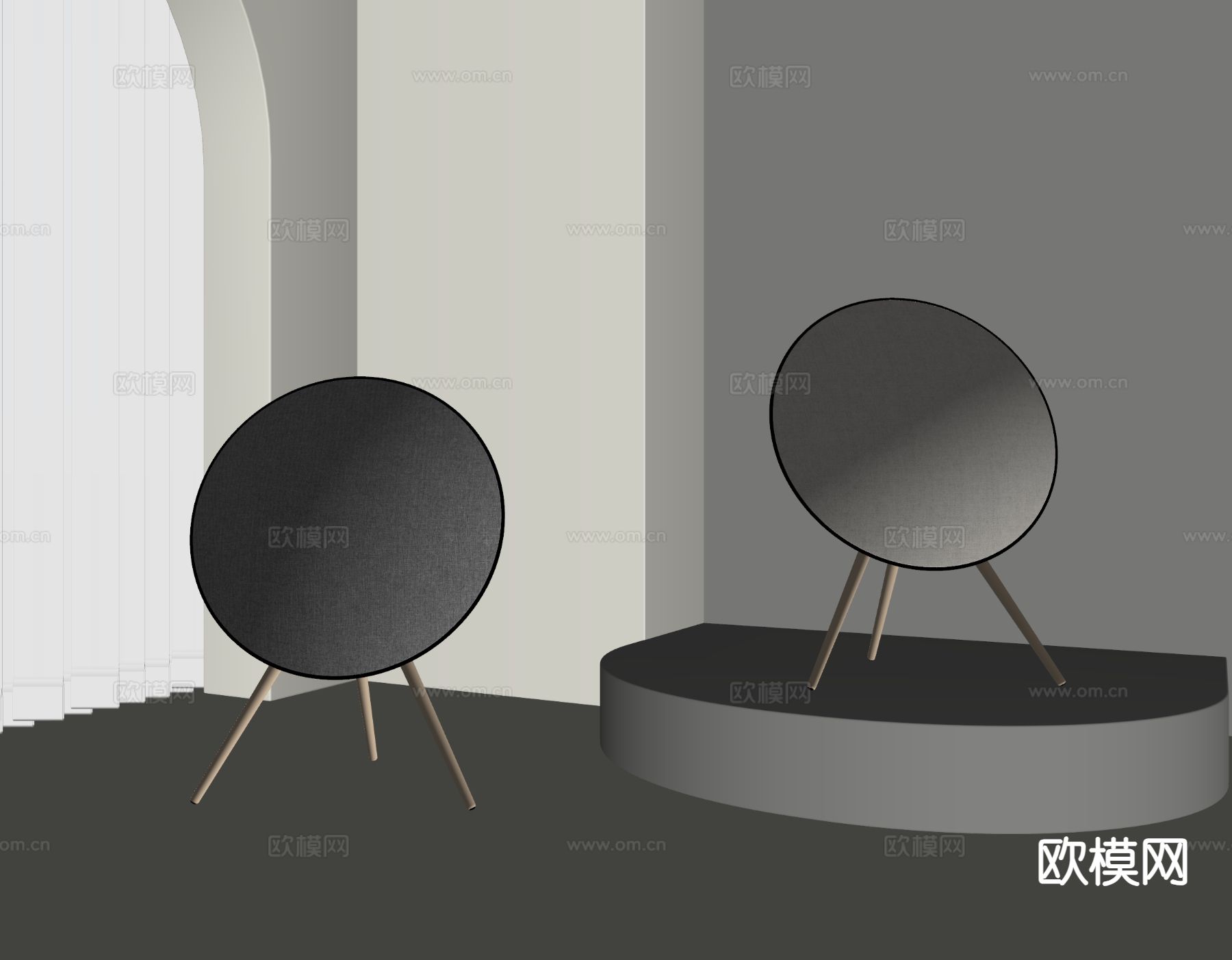 现代音响su模型下载（渲染图1）