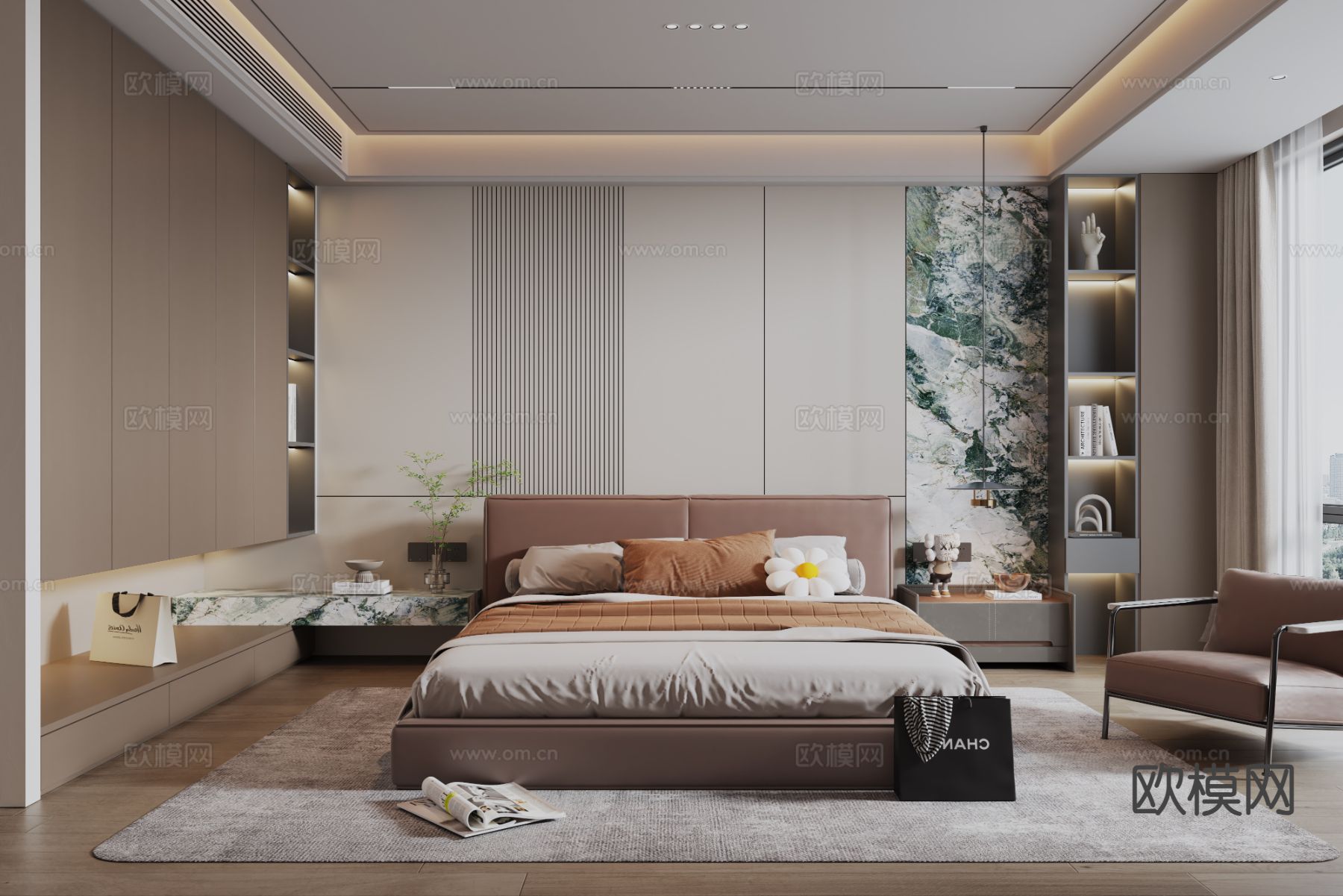 意式卧室 主卧su模型下载（渲染图2）