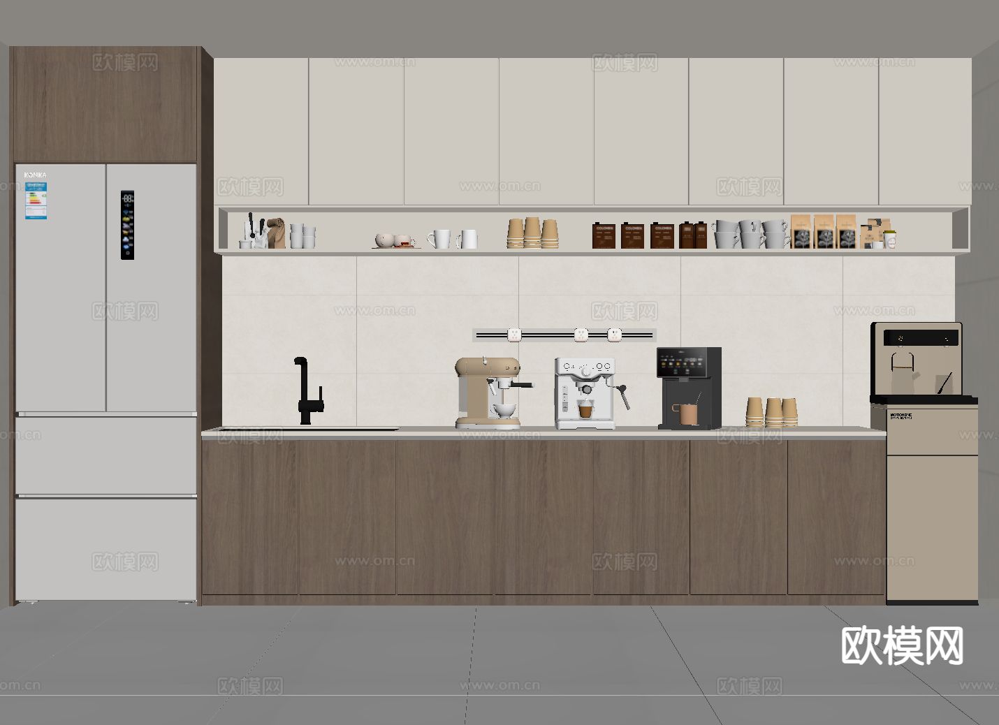 现代茶水间su模型下载（渲染图1）