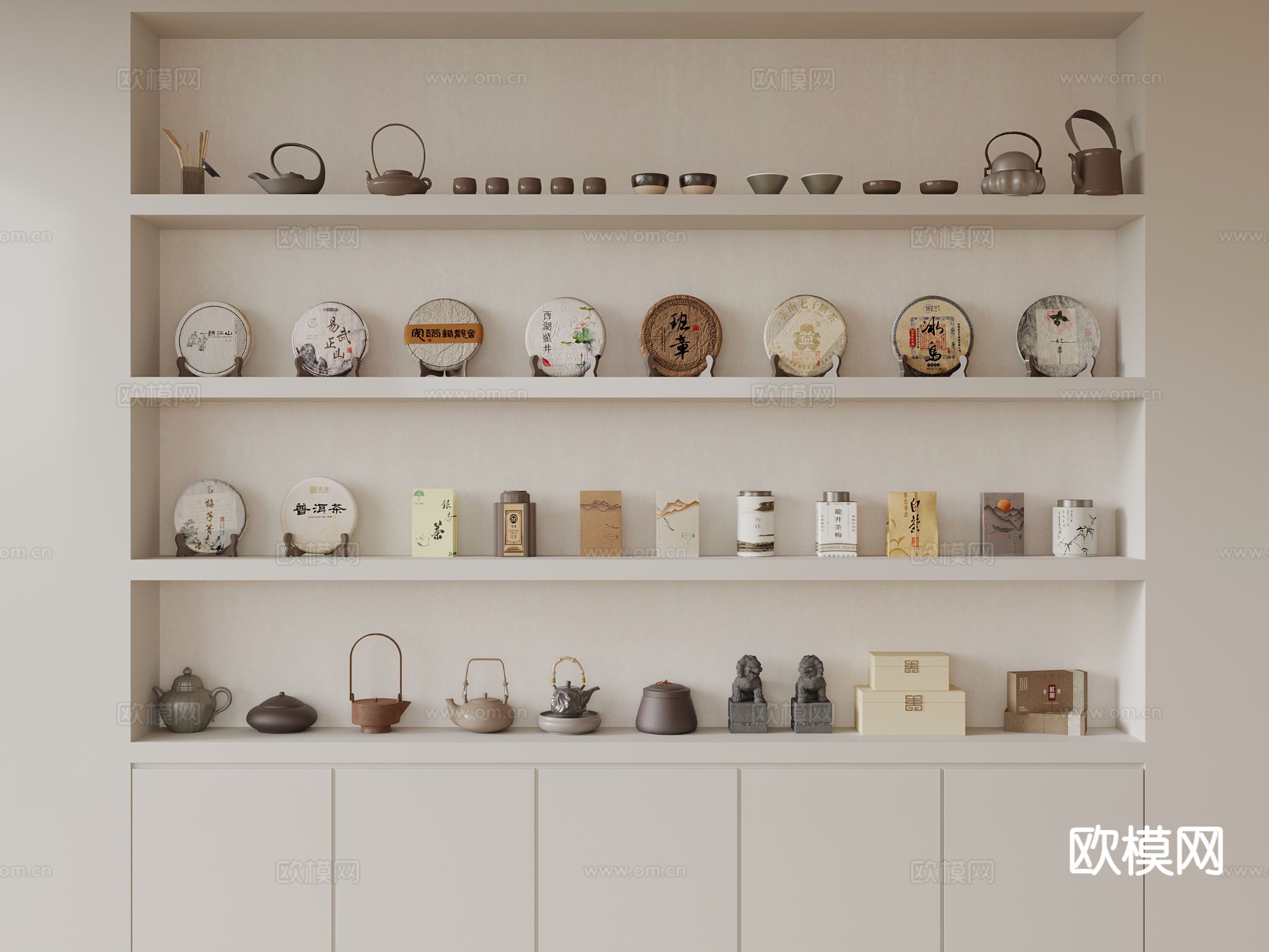 中式茶具 茶壶 茶杯su模型下载（渲染图2）