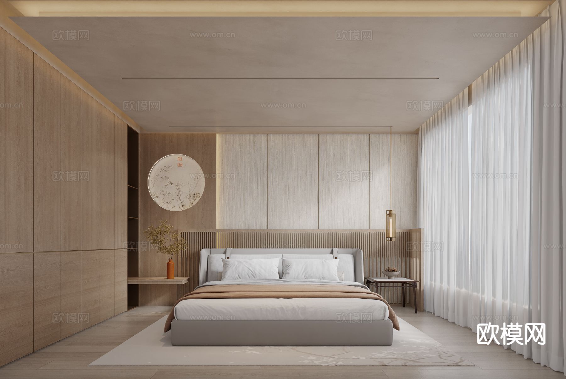 新中式卧室 主卧3d模型下载