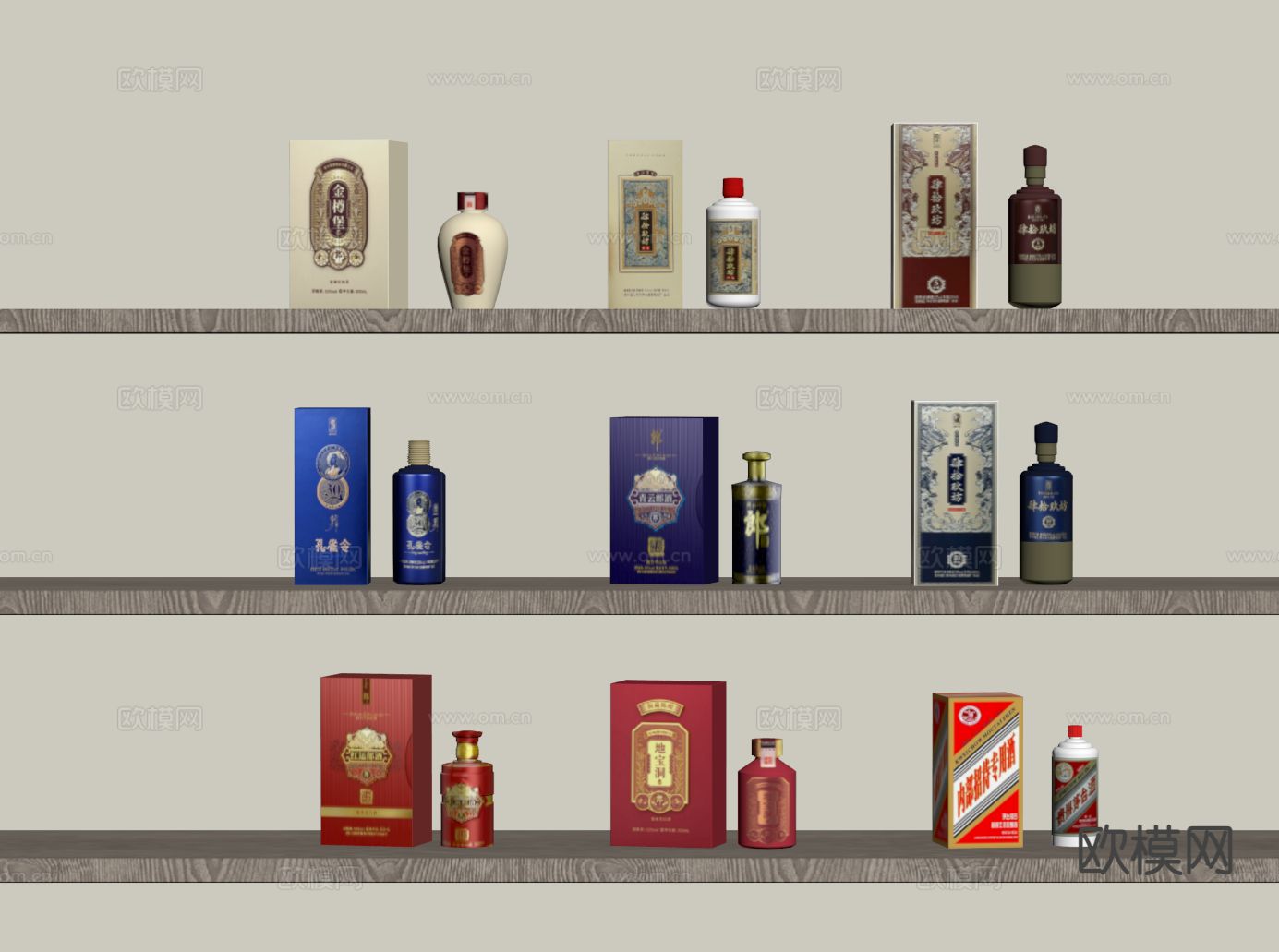 白酒 酒水 酒瓶 辣酒su模型下载（渲染图1）