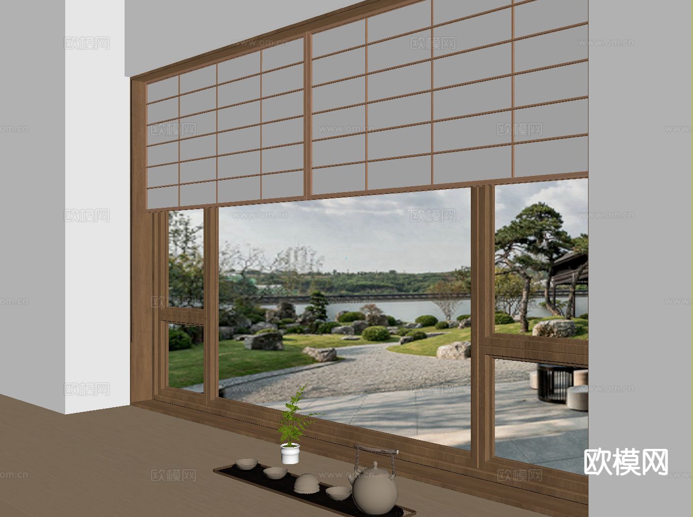 日式窗帘 卷帘 遮光帘su模型下载（渲染图1）