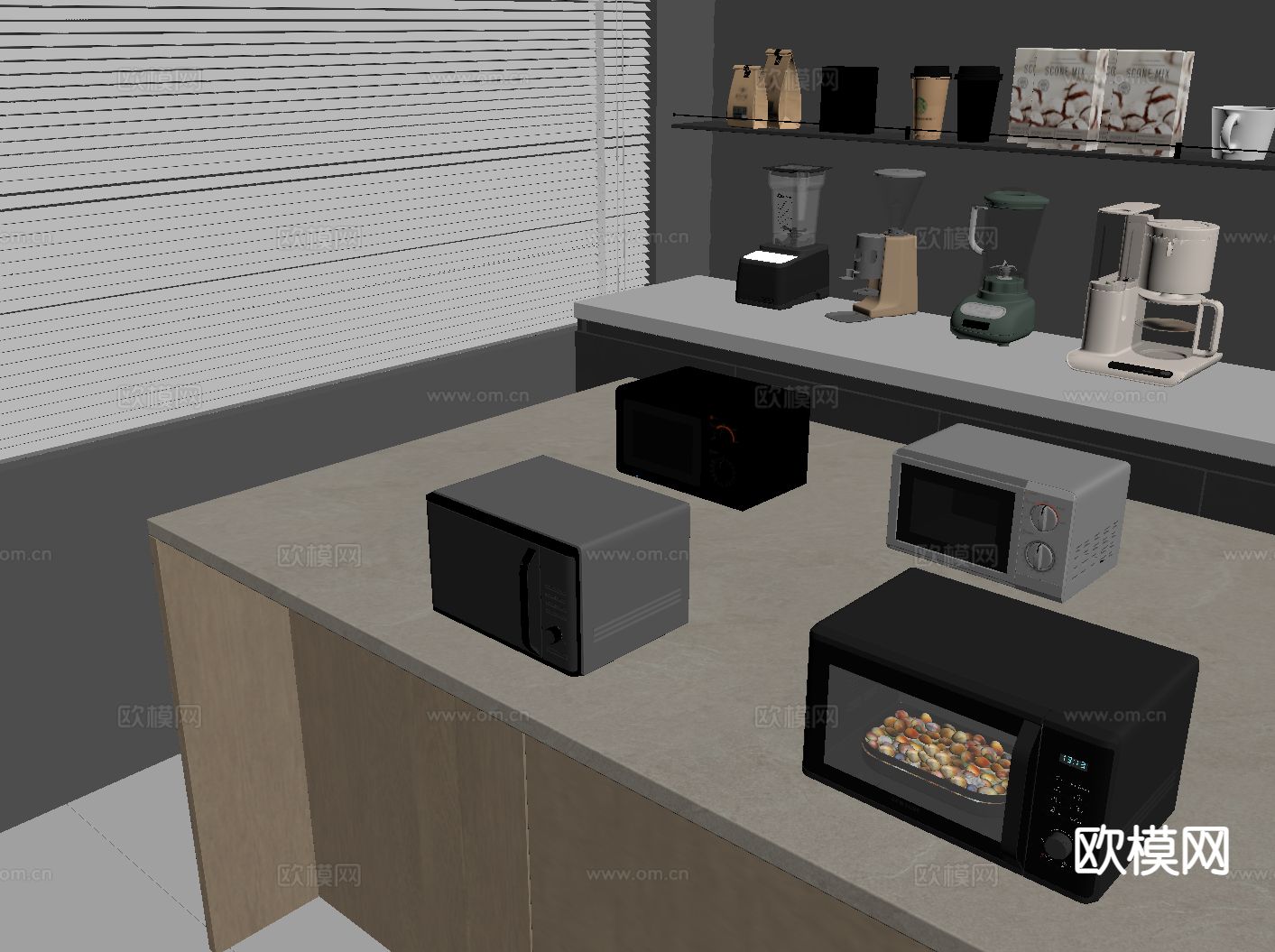 厨房电器 微波炉 榨汁机su模型下载（渲染图1）
