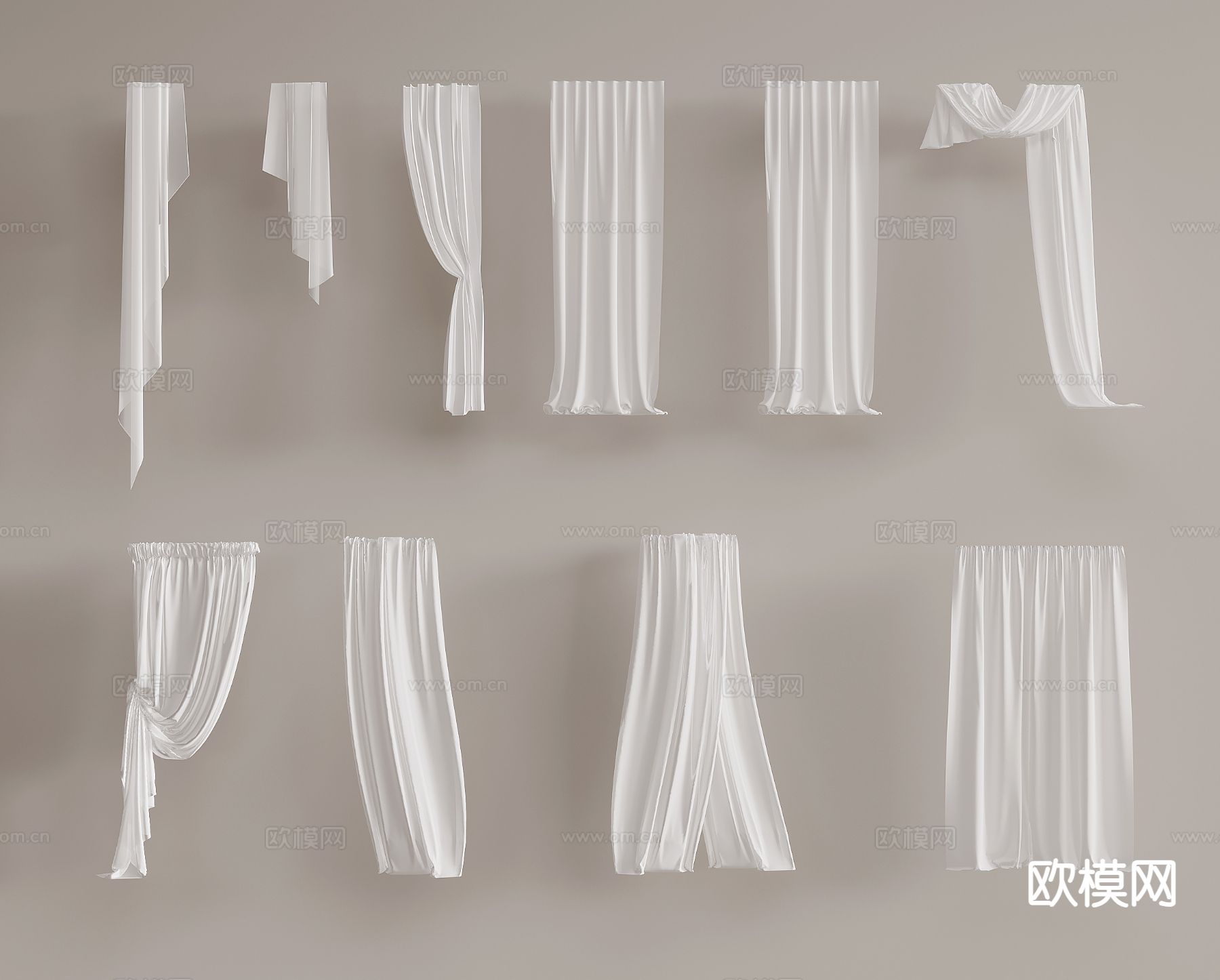 现代纱帘 窗帘su模型下载（渲染图2）